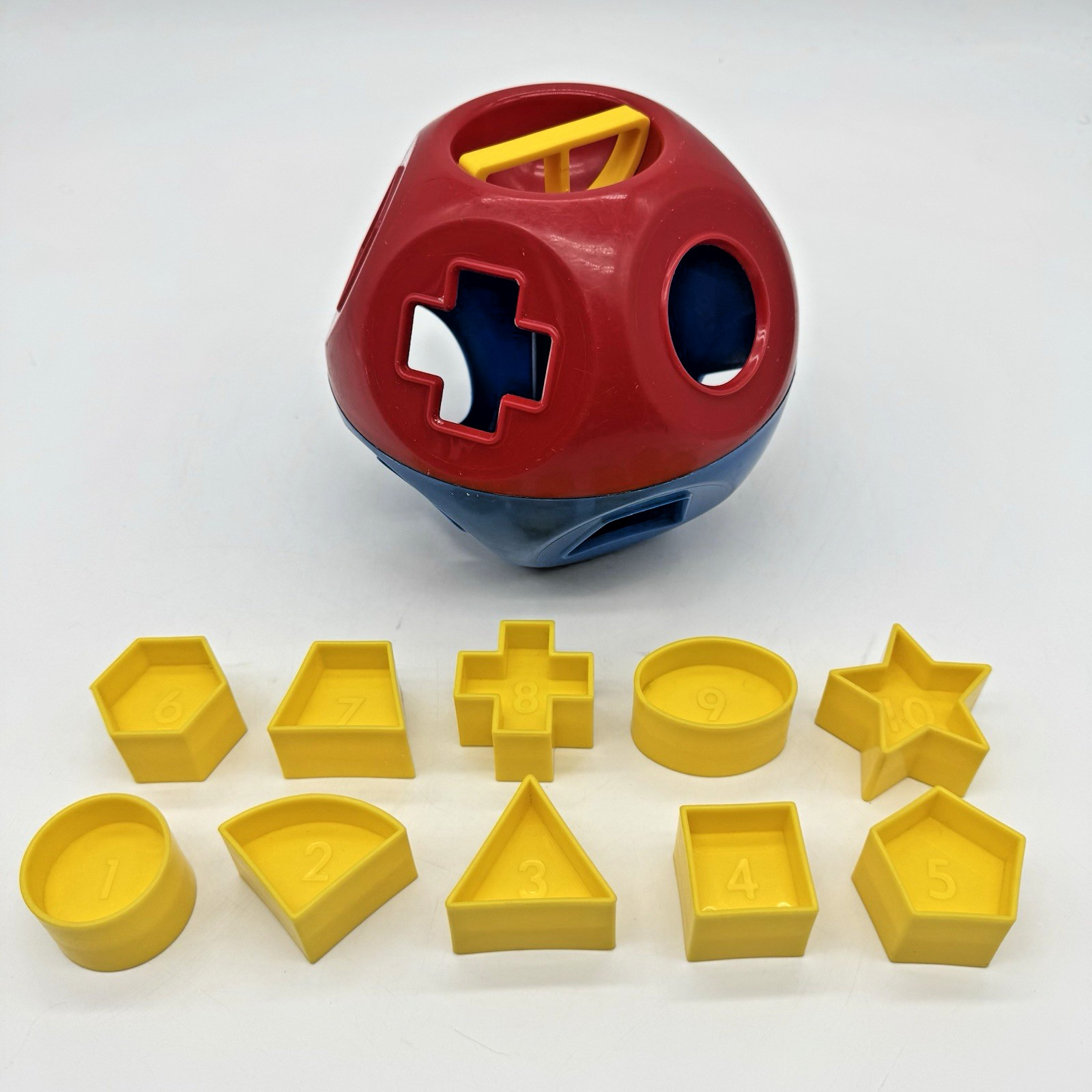 Tupperware Shape O Ball Puzzle Block Toy X10 Puzzle Piece Complete Red & Blue 10