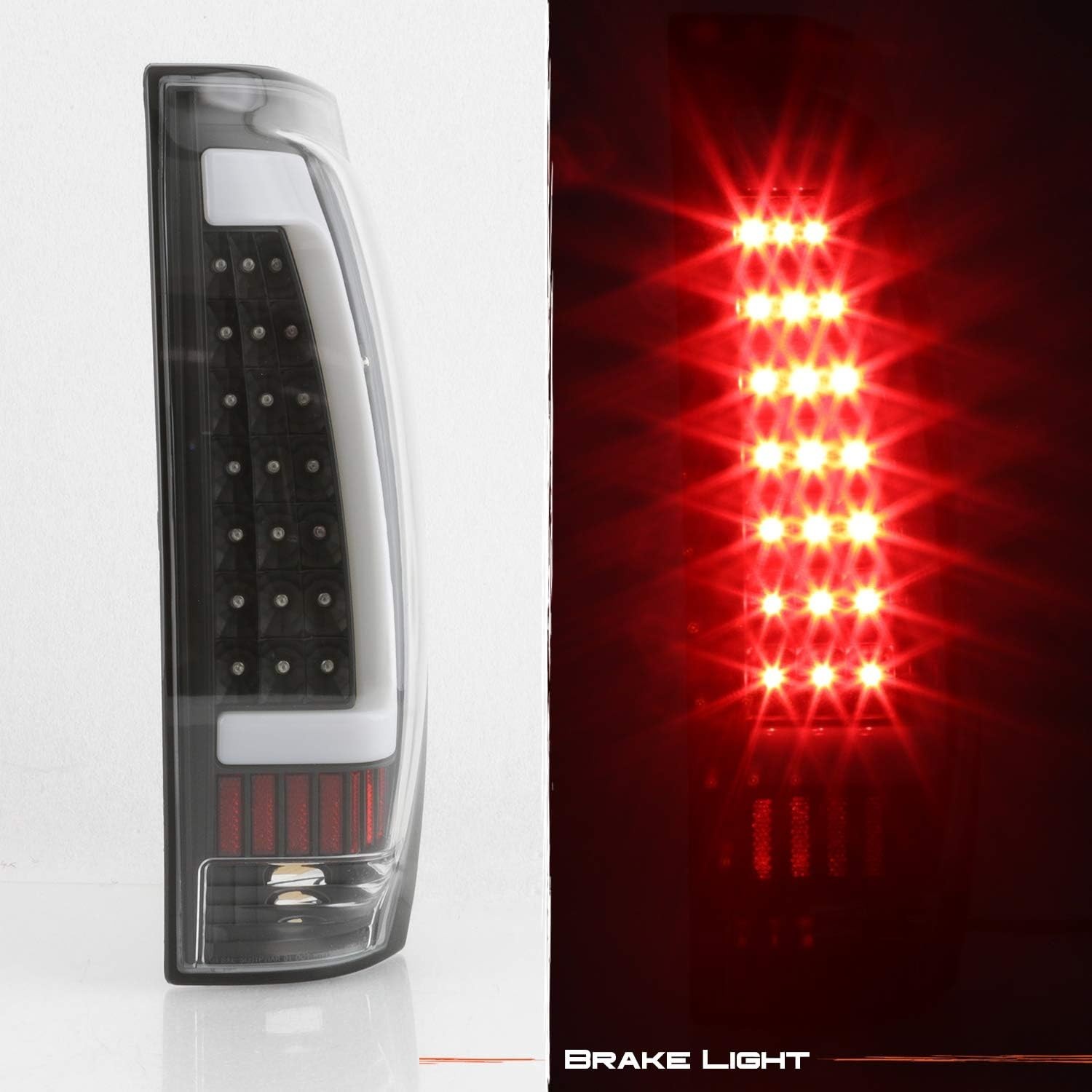 Fits 2002-2006 Chevy Avalanche 1500 2500 LED [Tube Bar] Black Tail Lights Brake