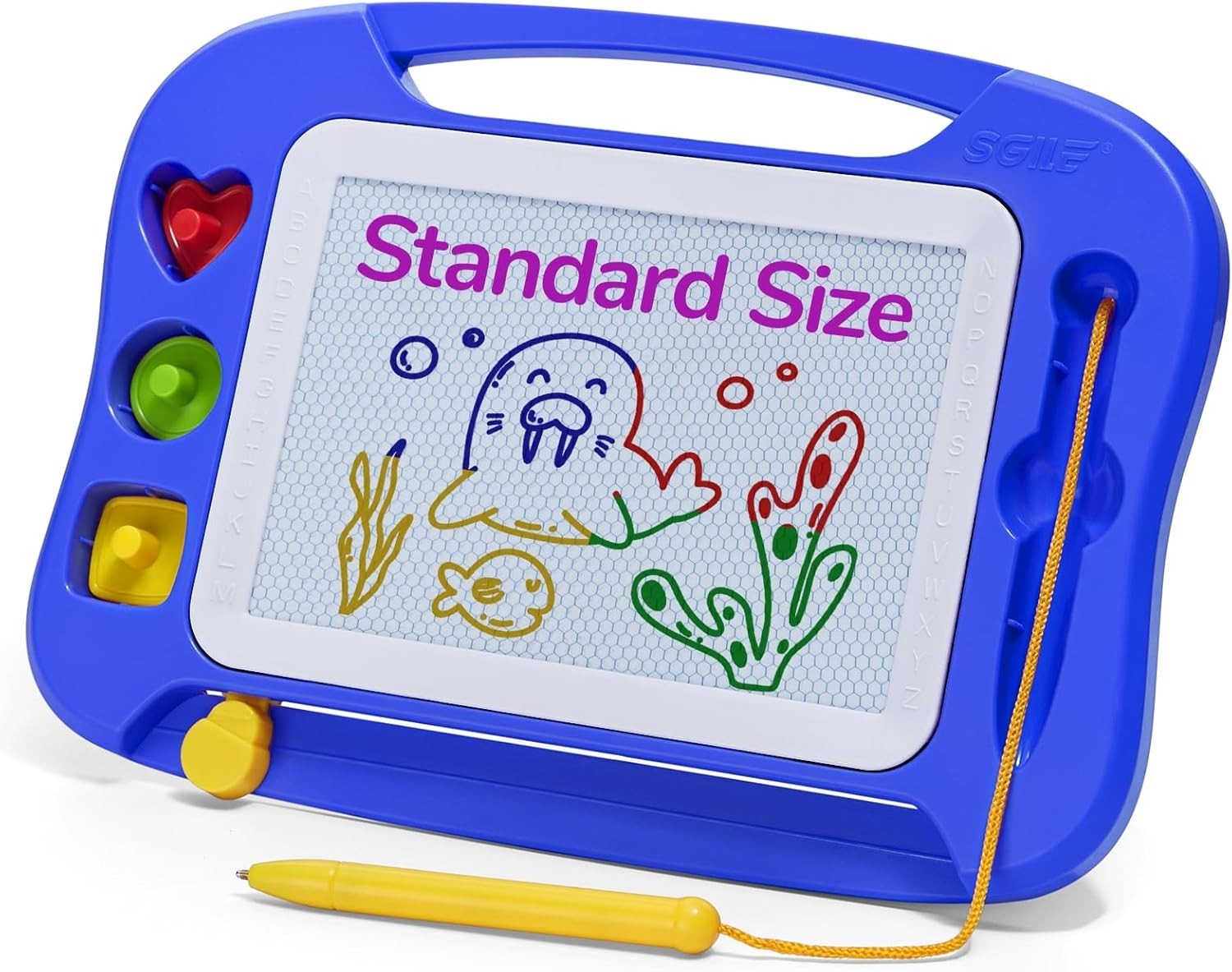 Large 10x7in Magnetic Doodle Pad with 3 Stamps – Creative Learning Toy for Kids
