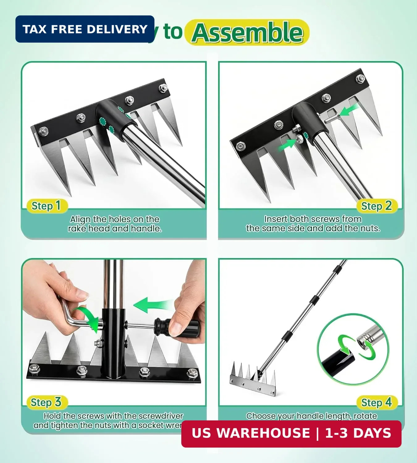 Weed Rake Tool for Garden, 2.0 Upgraded Heavy Duty Iron Weed Puller Tool with 71
