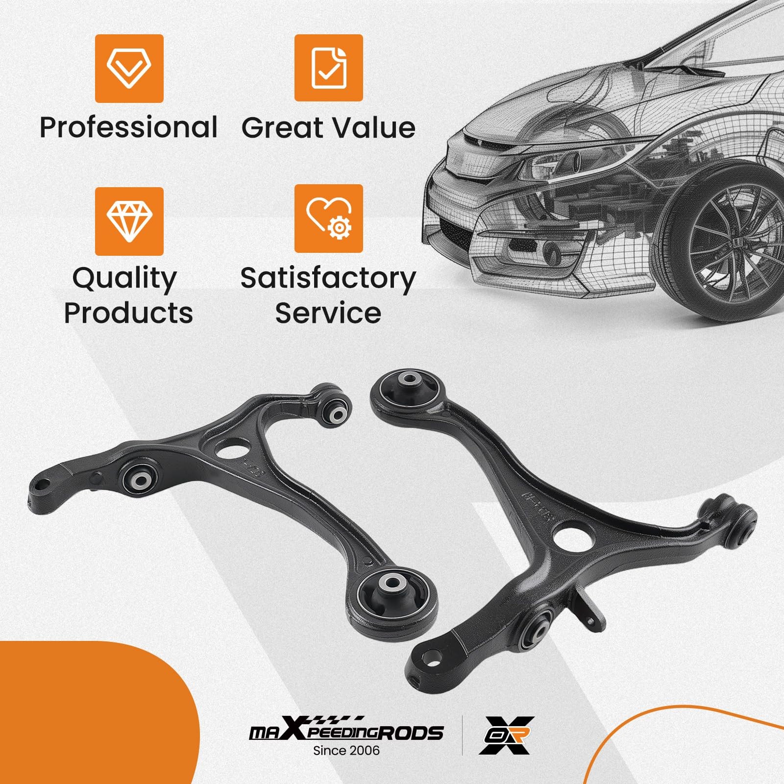 2PCS Front Lower Control Arm Assembly K640289 K640290 Honda Accord TSX