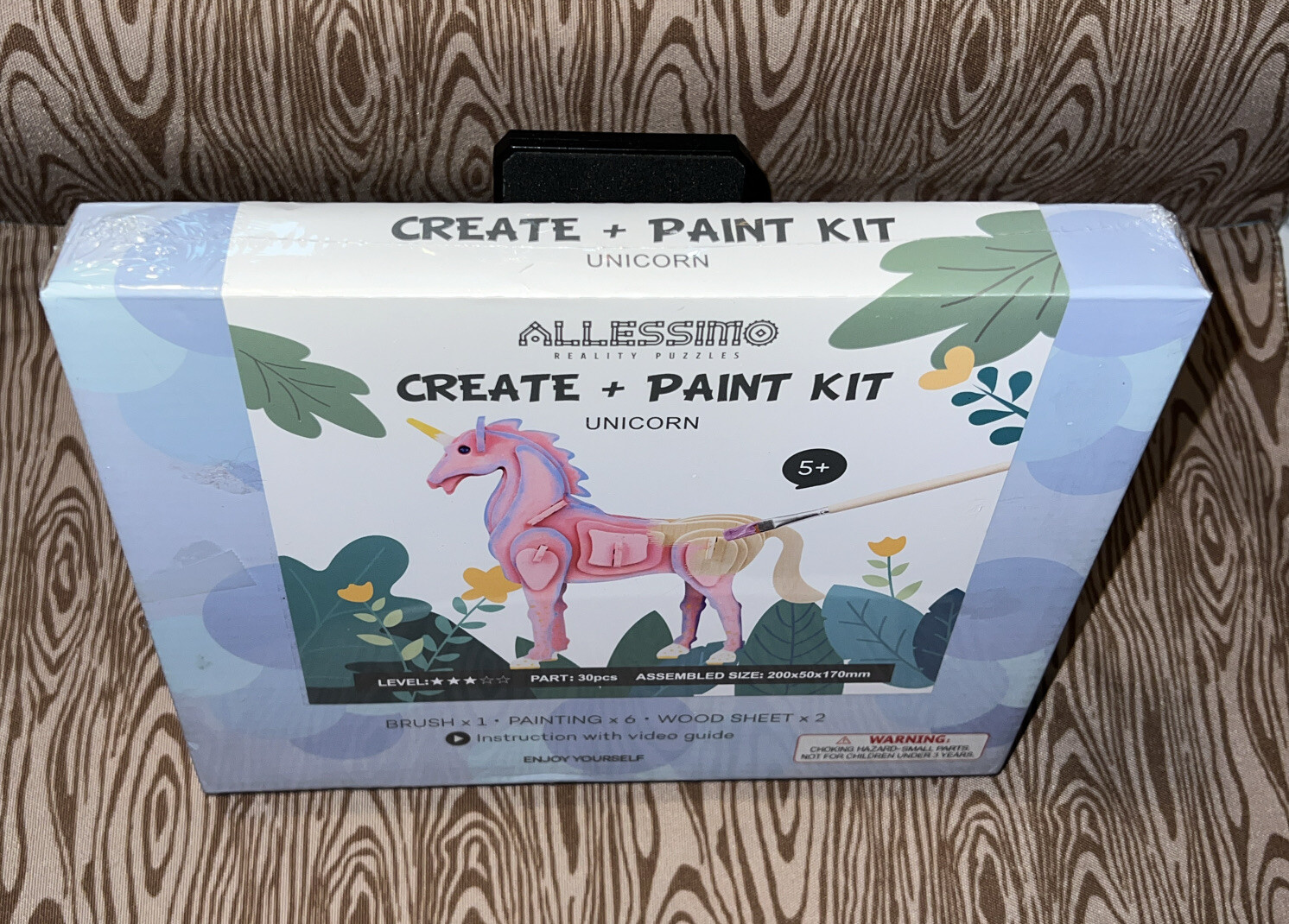 NIB Allessimo Reality Puzzle Paint Kit Level 3 ~ Unicorn Ages 5+ Pink Kid Crafts