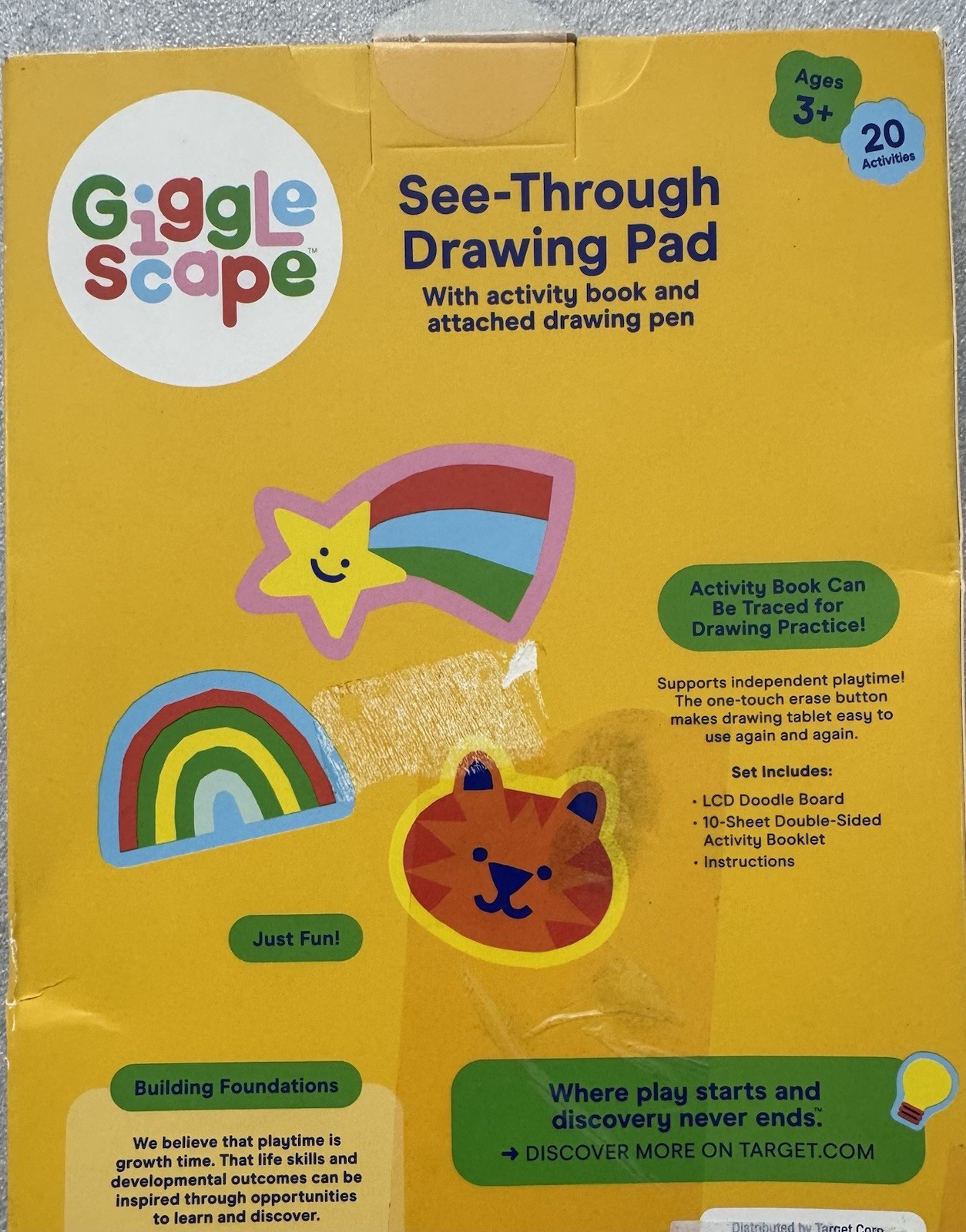Giggle Scape See-Through Drawing Pad w/ Activity Book & Pen, 20 Activities 3+