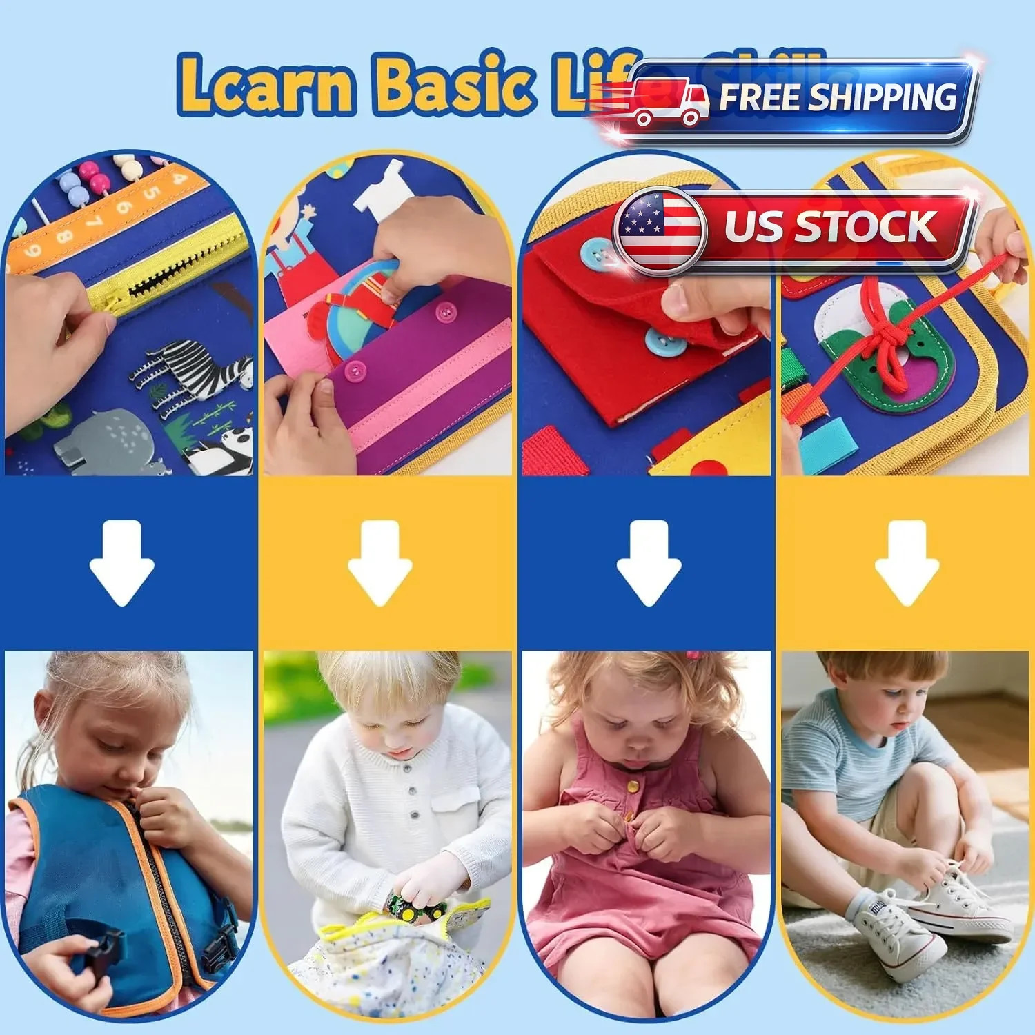 Toddler Busy Board Montessori Toys for Boys, Sensory Book Educational Activities