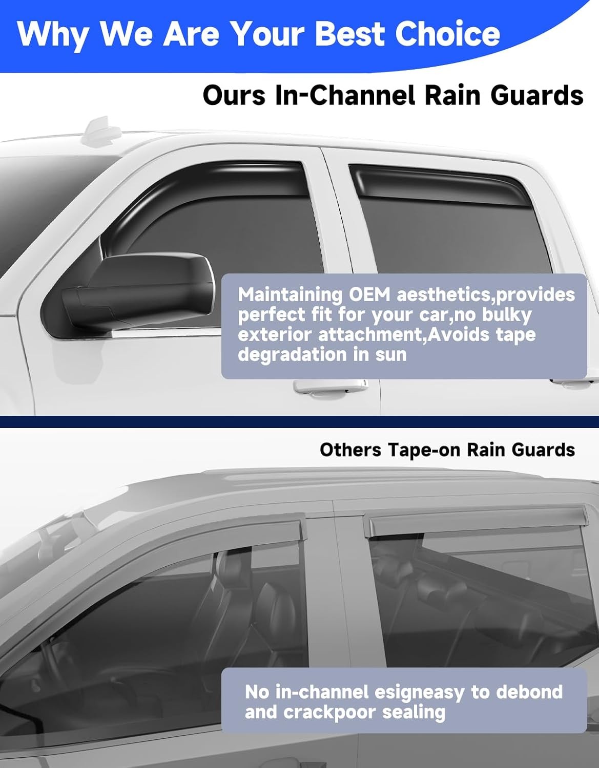 Chevy Silverado 2014-2018 Rain Guards Extra Durable Fitment Chevrolet Exterior