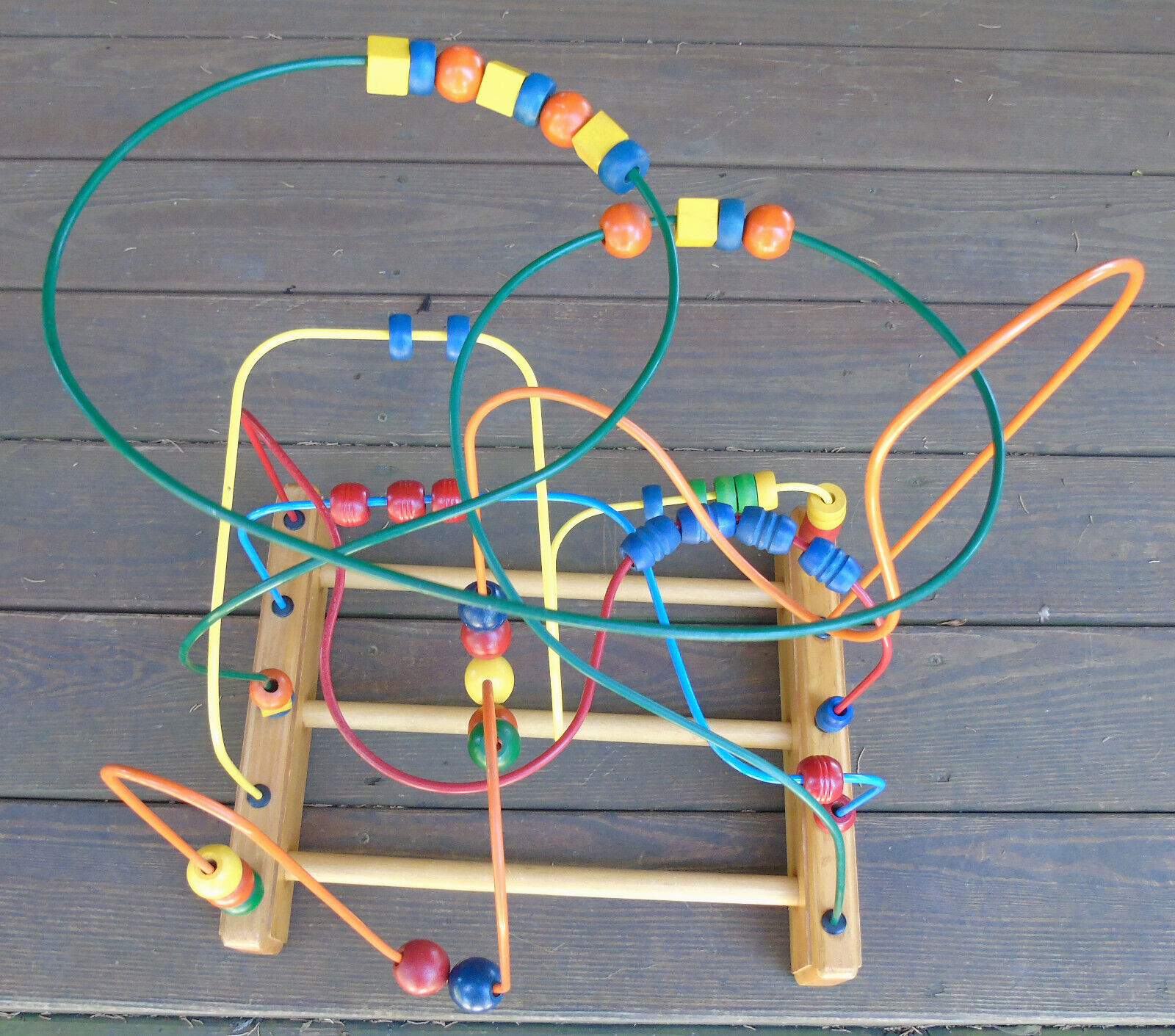 Vintage Metal Wood Anatex Rollercoaster Bead Maze Large Educational Activity Toy