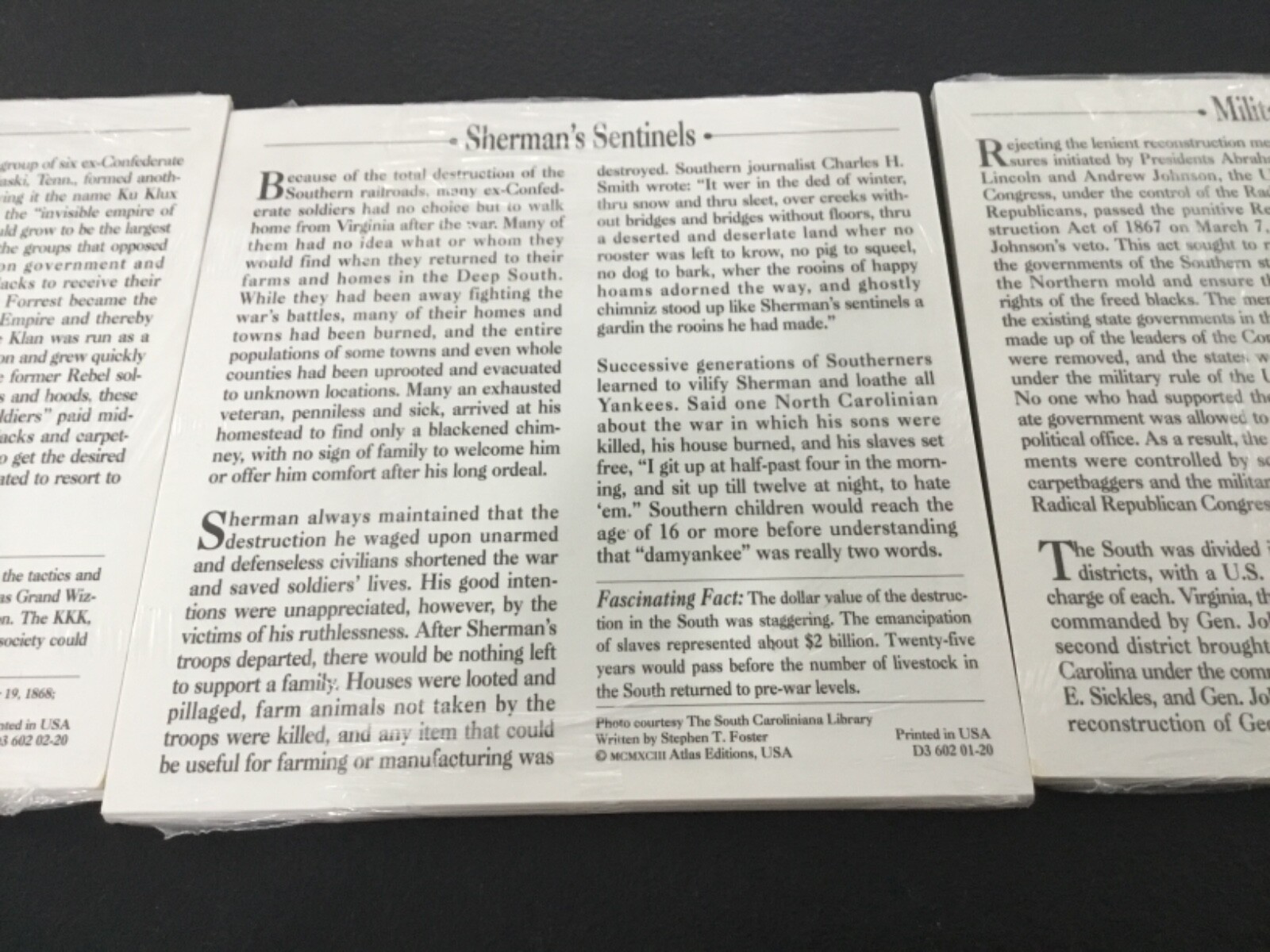 History Information Cards (3) Packs, West Virginia, Kansas, and US