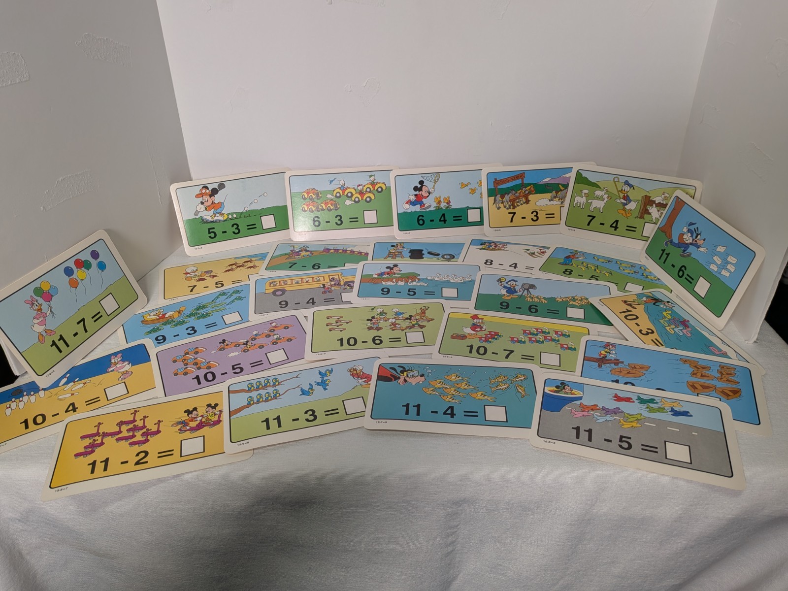 Vintage Disney-Themed Educational Addition and Subtraction Flash Cards by Golden