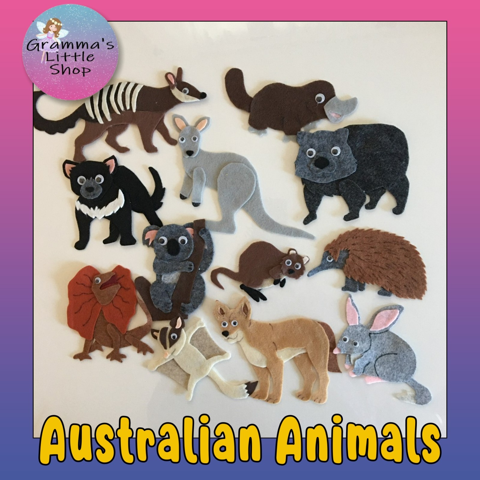 Australian Animals Sample Set for Felt /Flannel Board Play