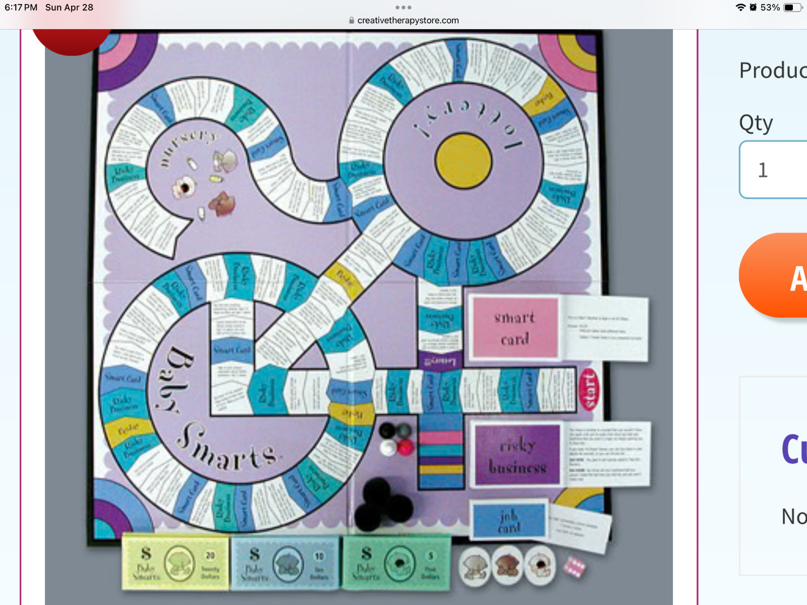 Baby Smarts Board Game – Creative Therapy Store— BRAND NEW SEALED BOX-W-390