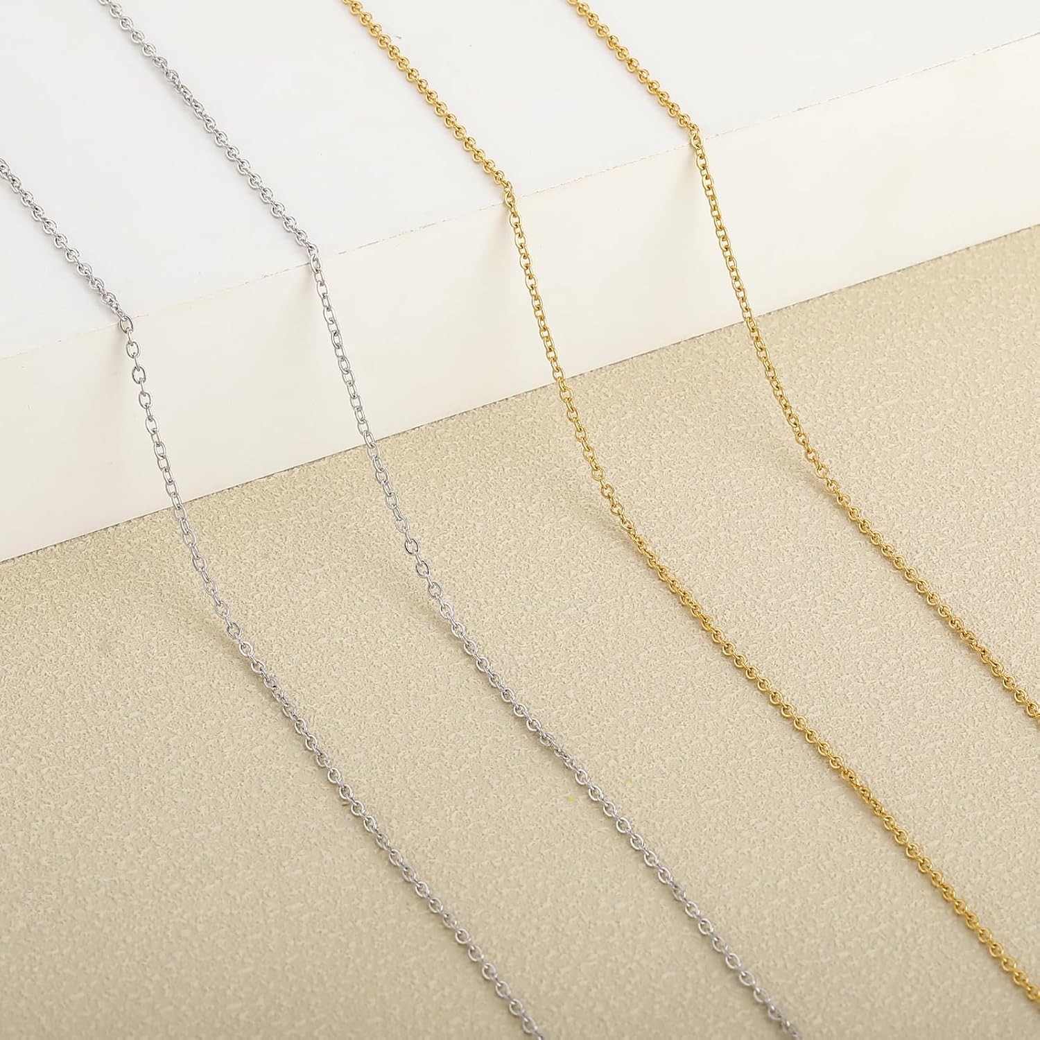 2 Rolls Total 65.6 Feet Oval Cable Chain for Jewelry Making Gold & Silver Stainl