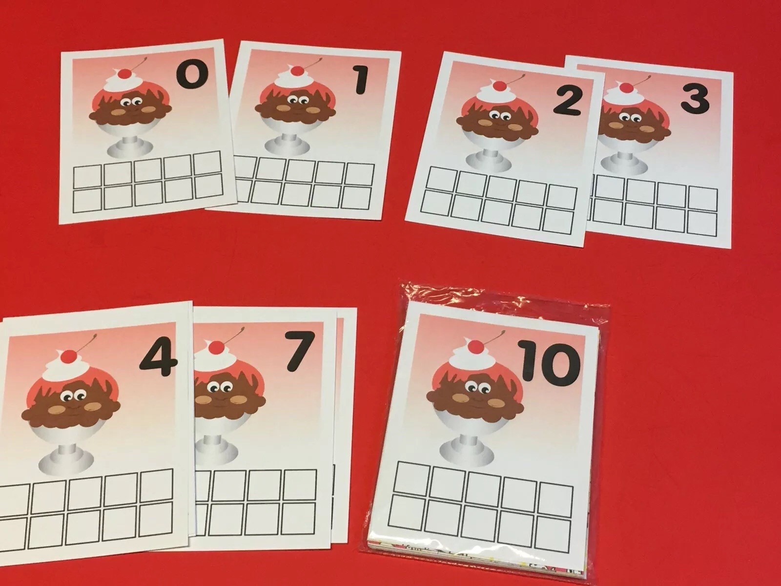 ICE CREAM TENS FRAMES – Laminated Dry Erase cards – Teaching supplies