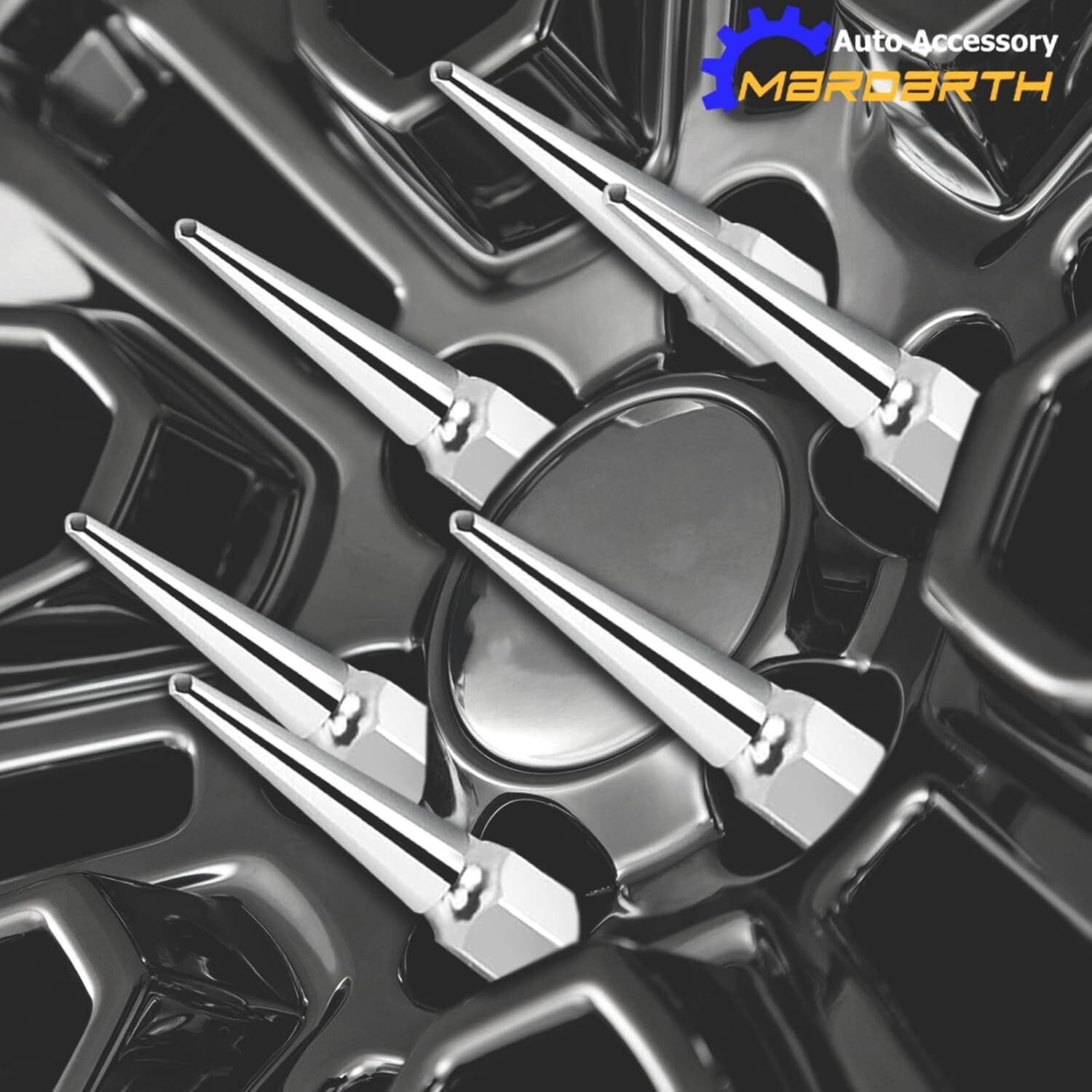 Set of 32, 14 mm x 1.5 Wheel Spike Lug Nuts, M14x1.5 Conical Bulge Seat, Closed