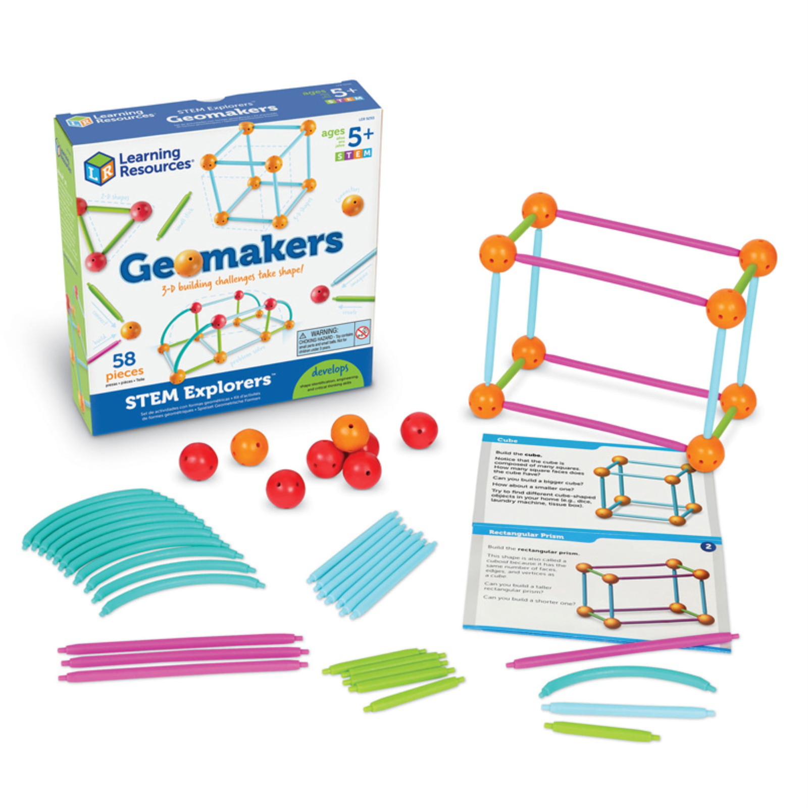 Learning Resources Stem Explorers Geomakers 58 Pcs Kids 5+ Toy 3D Building 9293