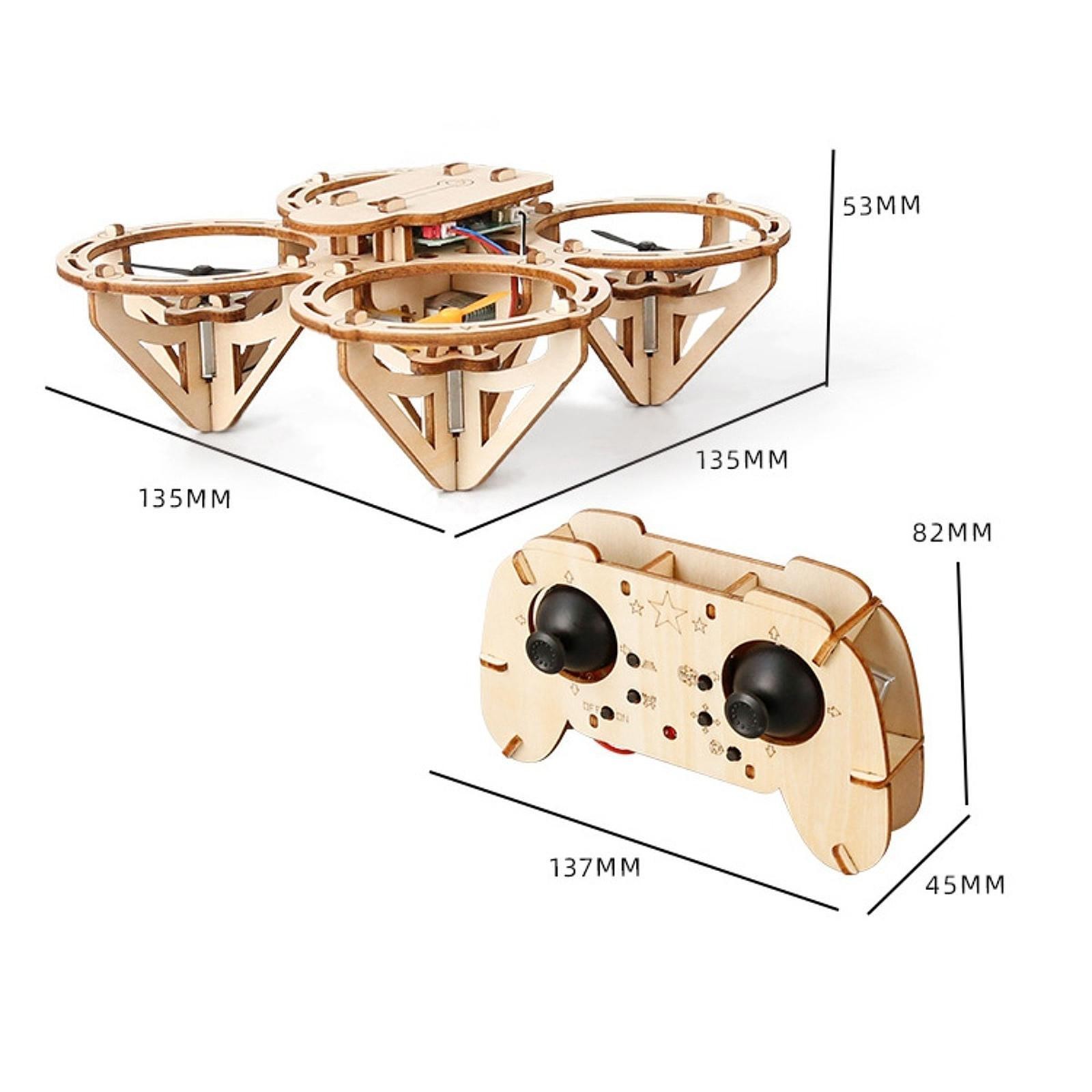 DIY Wooden RC Quadcopter Craft Kit Remote Control Educational Assembly Toy