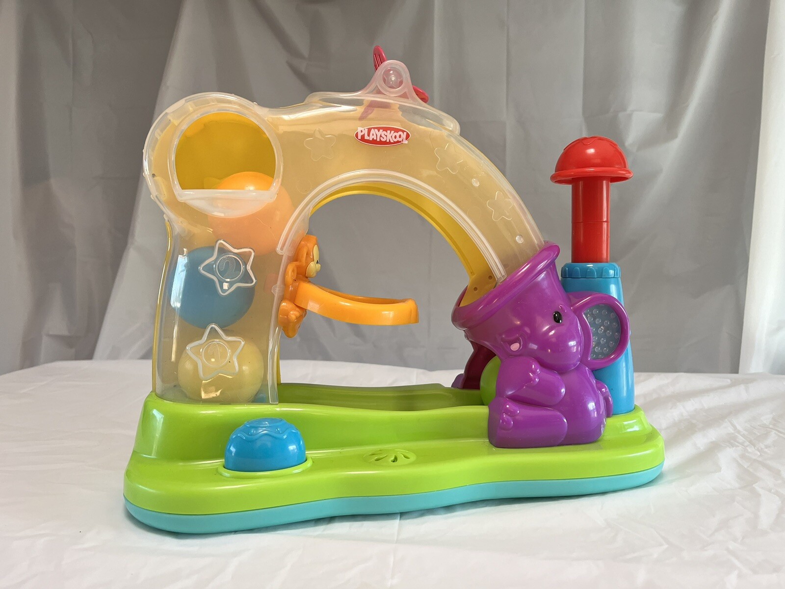 Playskool Poppin’ Park Pound-N-Pop Carnival by Hasbro W/ 4 Balls Elephant Monkey