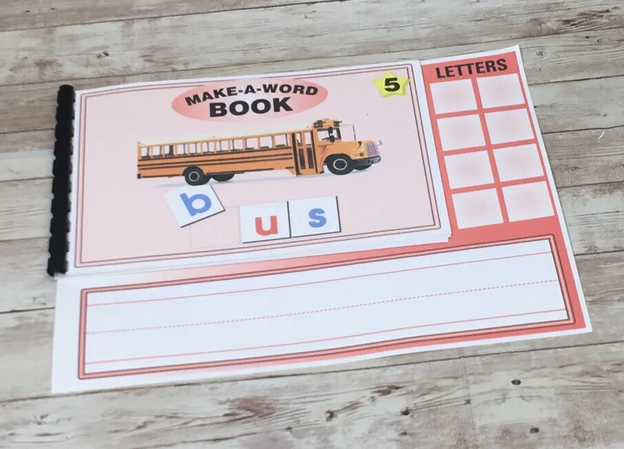MAKE A WORD – Vowel U words – w/ letter tiles – Interactive Learning Book set