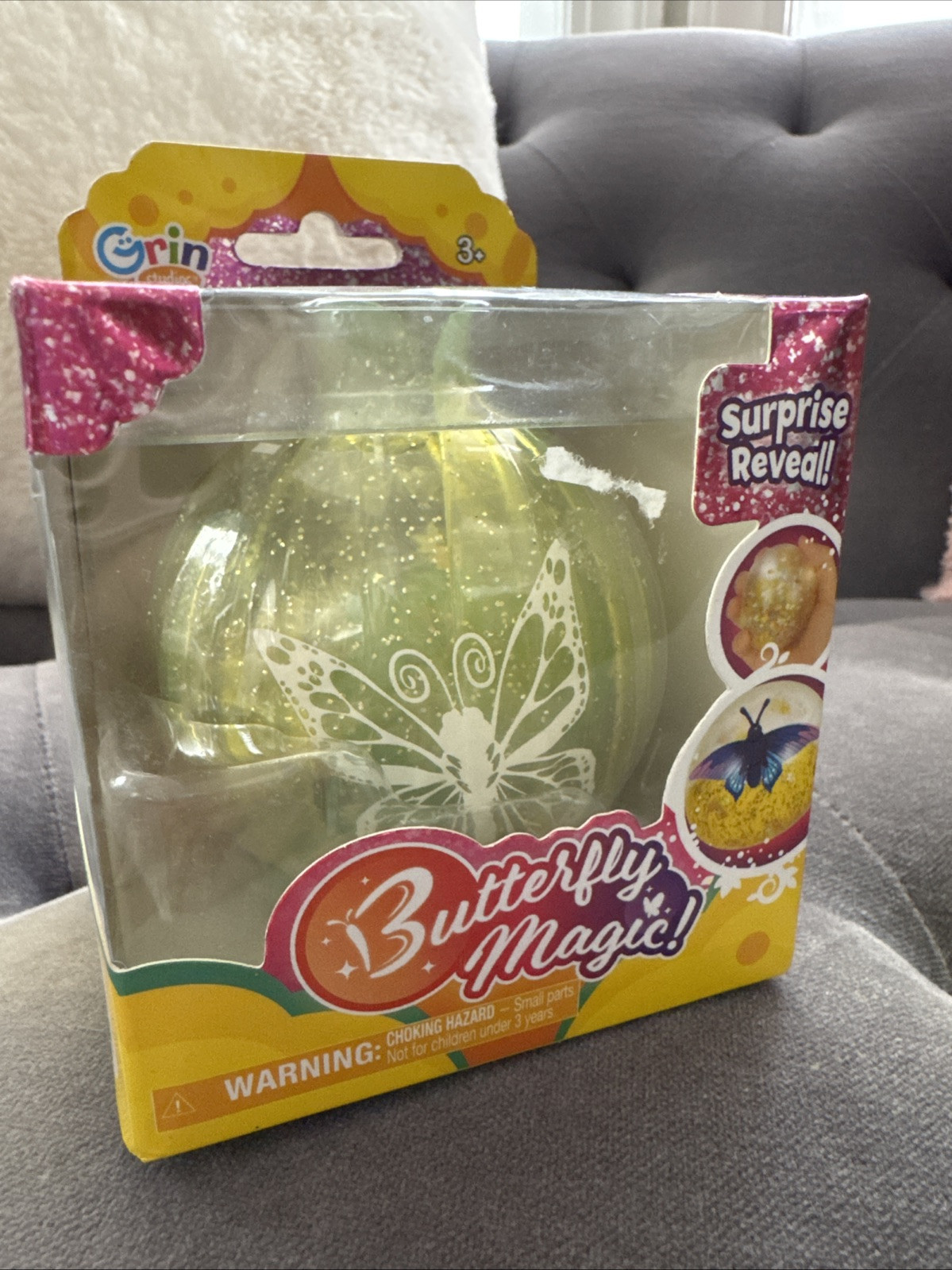 NEW Grin Studios Butterfly Magic Surprise Toy Sphere w/ Unicorm Beanie & Sanrio