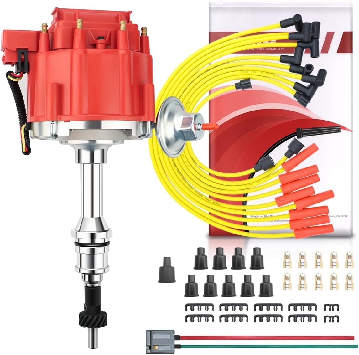 MAS Premium HEI Ignition Distributor 65K Volt with Performance Spark Plug Wires