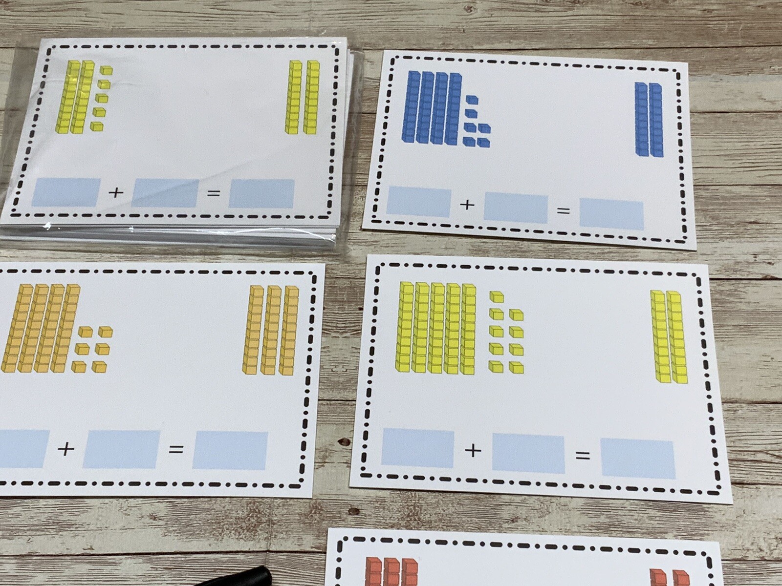 Base Ten Add 10 – Math Center – Dry Erase – 30 Laminated Activity Cards