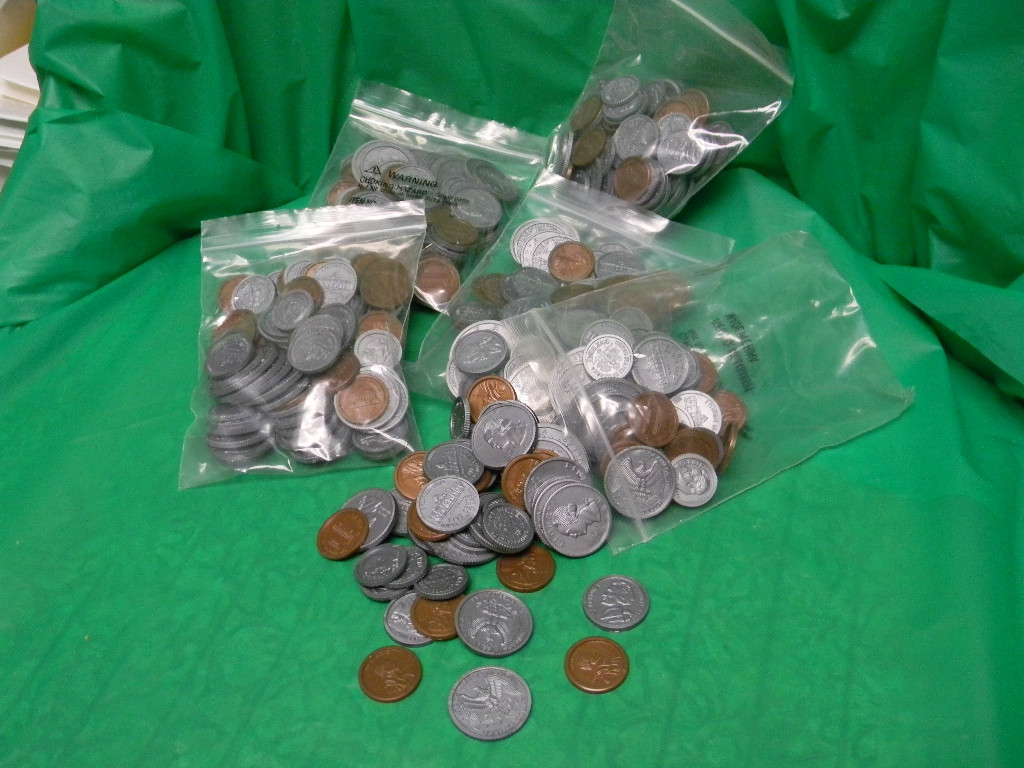 Play Coins- very realistic- 5 bags- 75% off retail