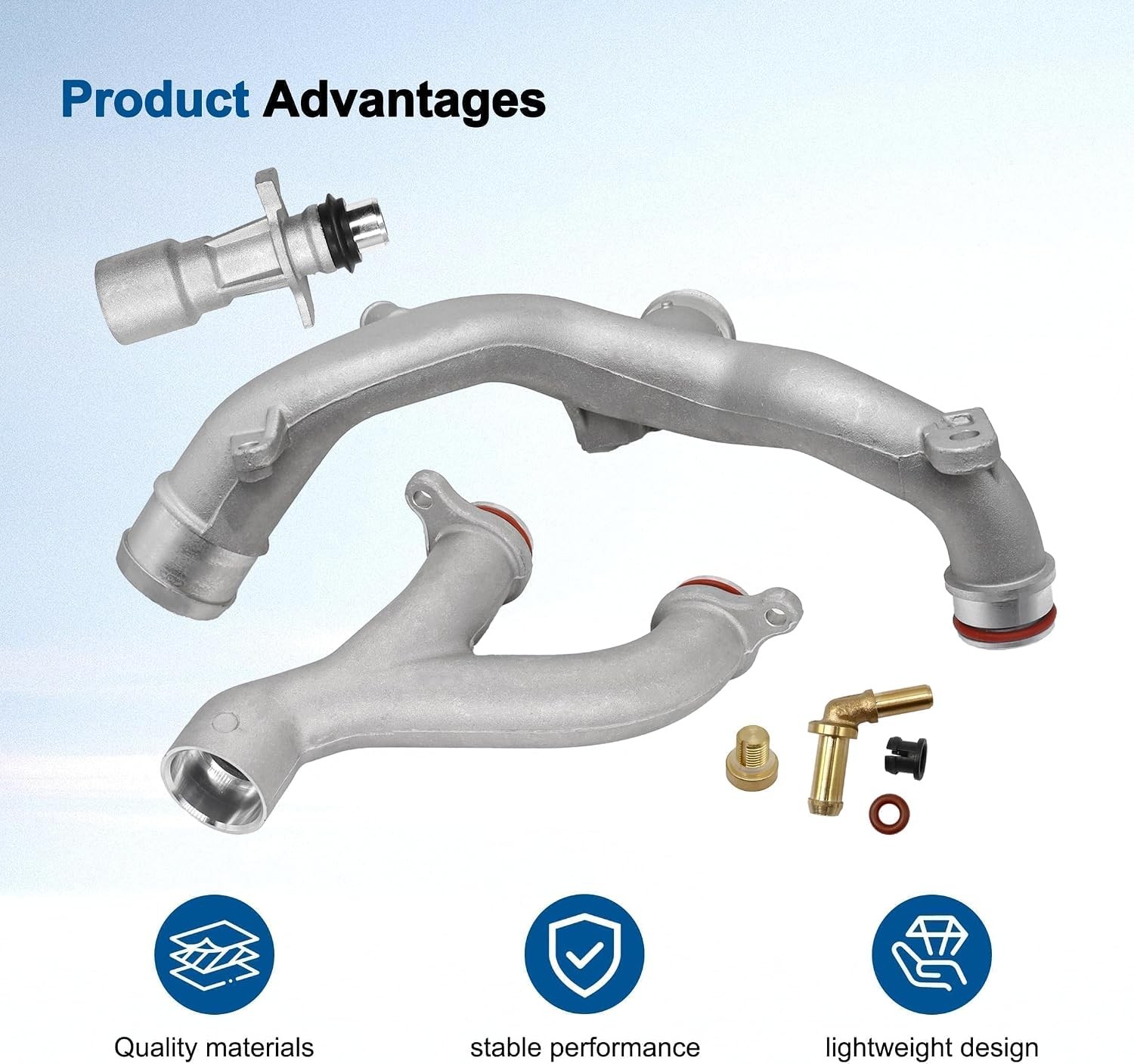Aluminum Coolant Outlet Pipes Kit Compatible with Jaguar/Land Rover Range Rover