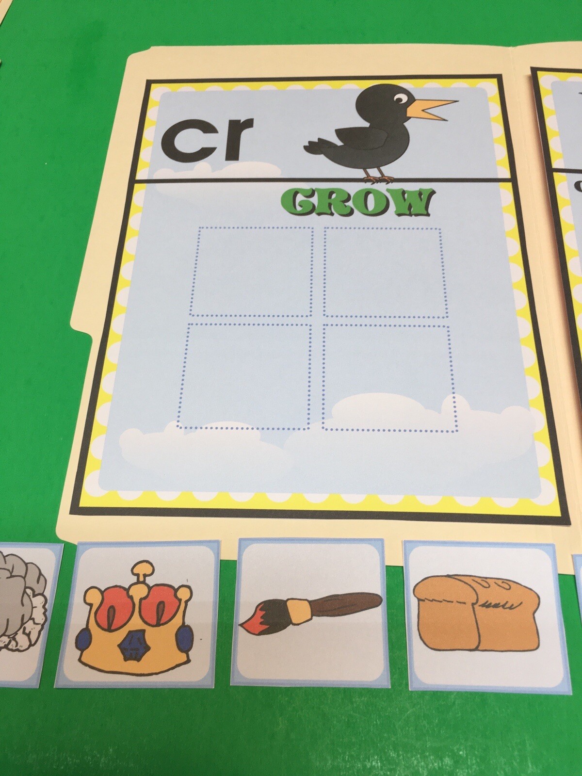 Crow On The Wire – Phonics Cr / Br – DIY File Folder game – Printed / Uncut
