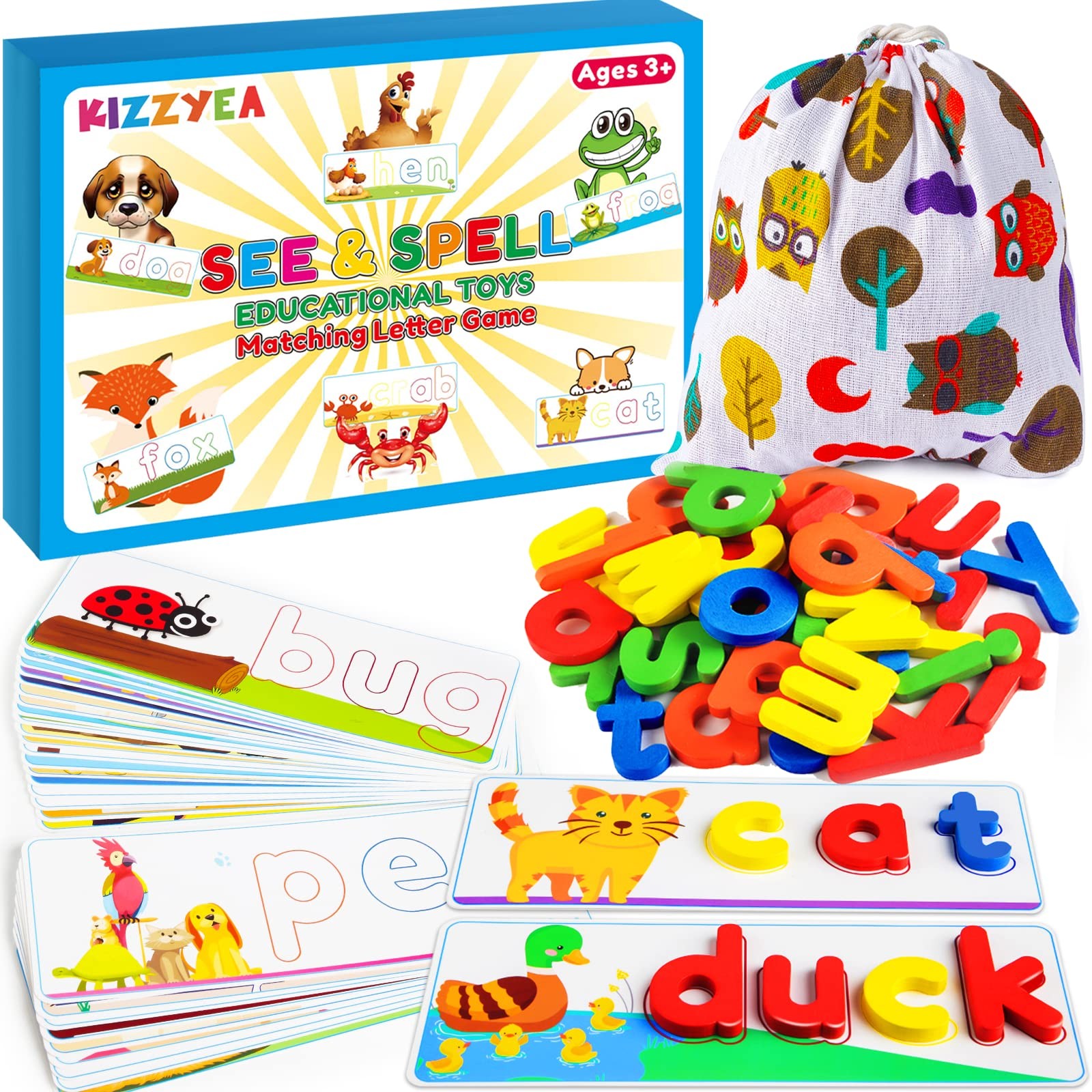 Learning Educational Toys for 3 4 5 6 Years Old Boys Girls, See & Spell Match…