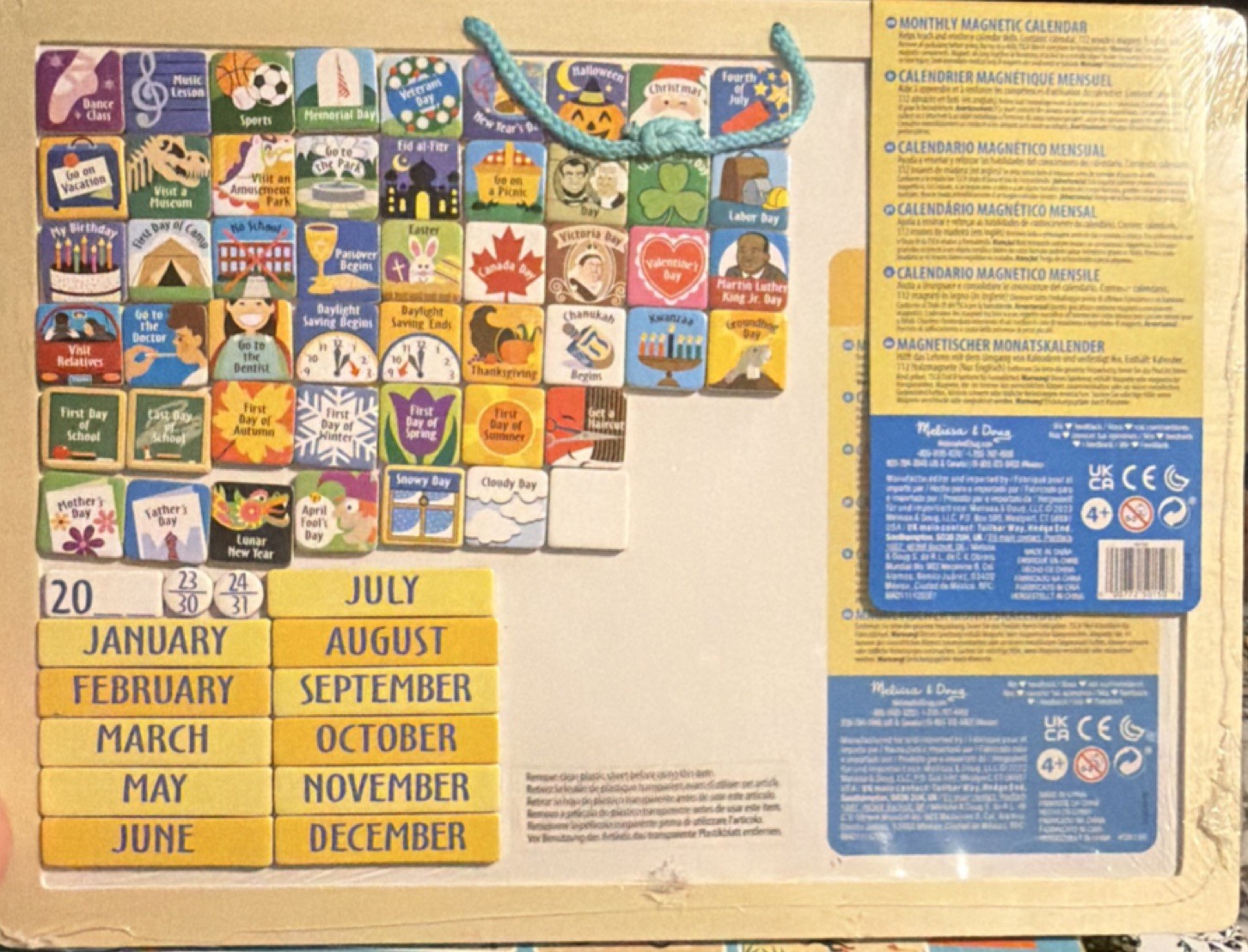 Melissa & Doug Monthly Magnetic Calendar Set, 112 Magnets, Ages 4+, Multicolor