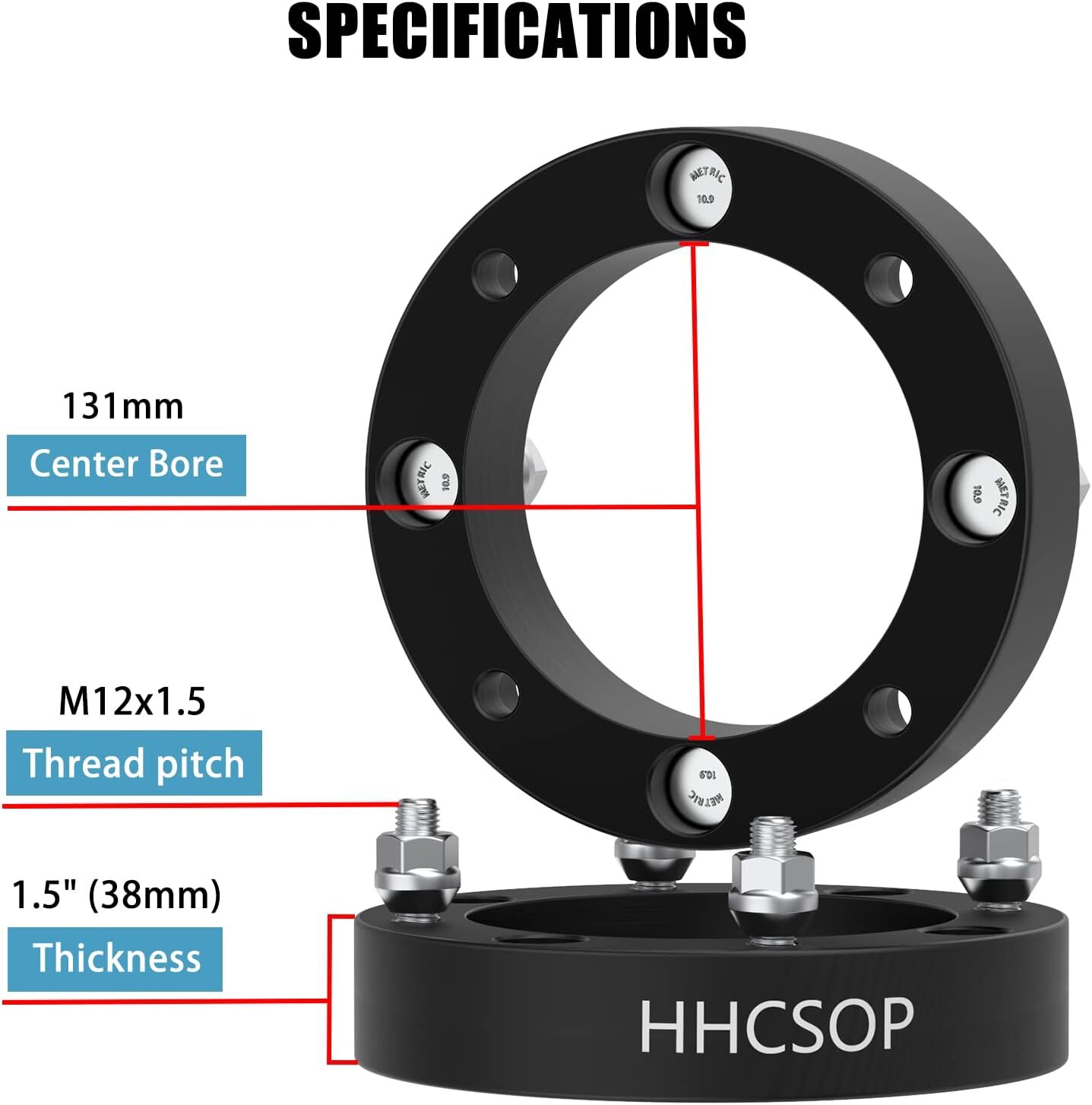 HHCSOP 4×156 ATV Wheel Spacers 1.5″, 4PCS Black Wheel Adapters Compatible with