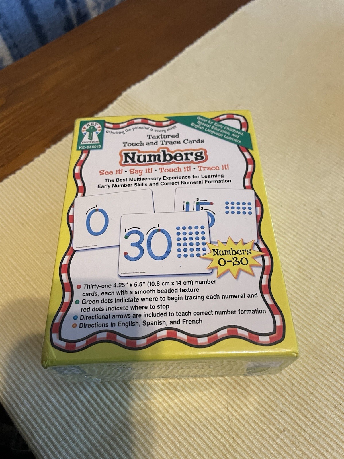 NEW Sealed Key education Textured Touch/Trace Number Cards 0-30