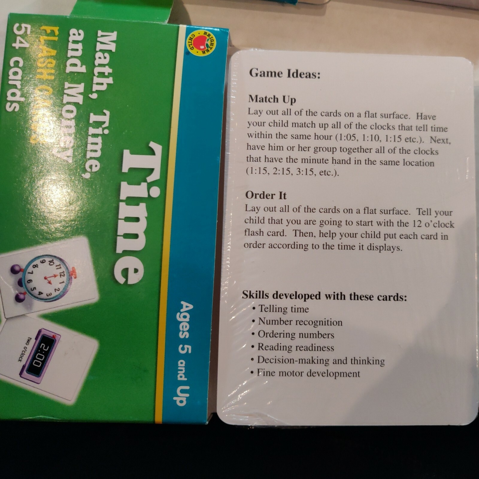 3 Brighter Child ‘Math, Time & Money’ Flash Card Sets Subtraction/Division/Time