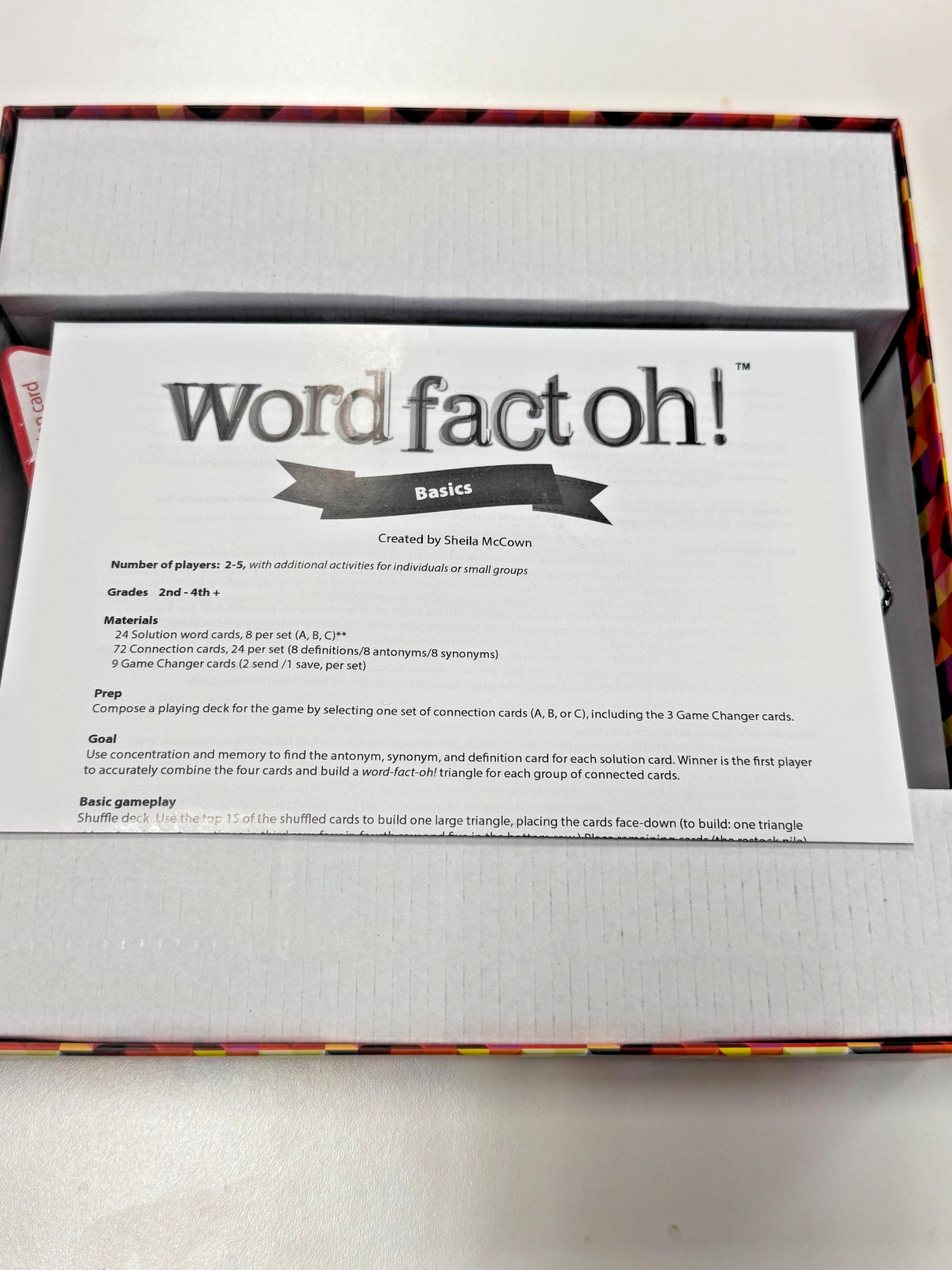 Learning Advantage Word Fact Oh! Basics Vocabulary Card Game NEW Sealed Complete