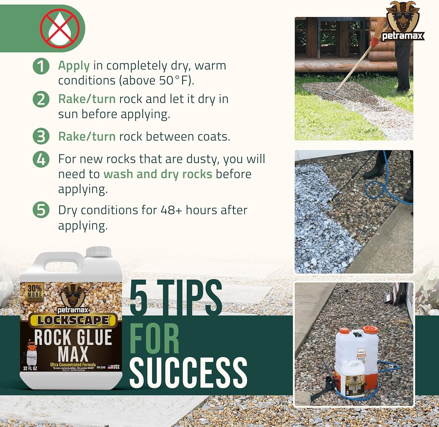 Max Rock Glue for Landscaping, 32 Ounce – Ground Coverage & Pet Safe Mulch Gl…