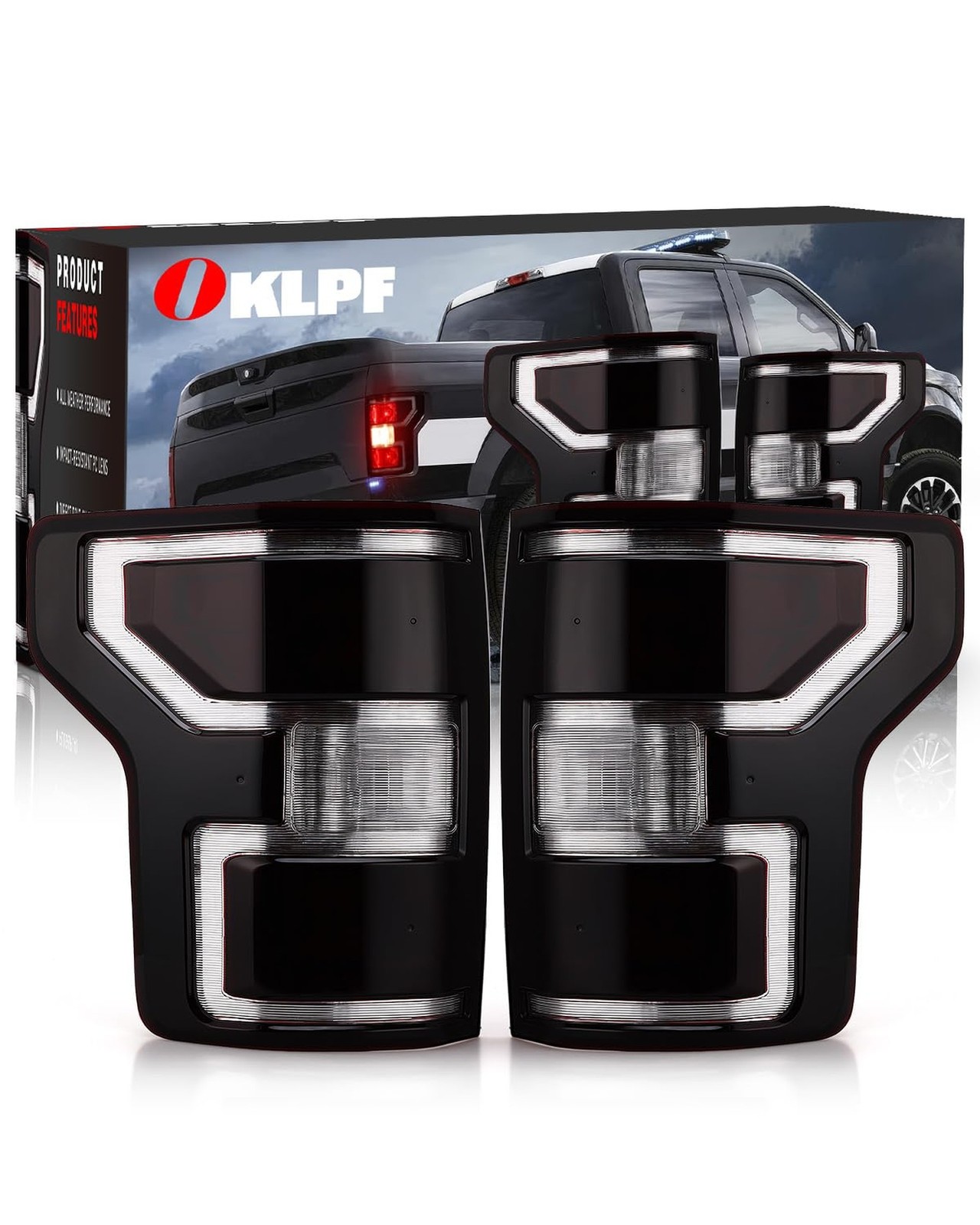 OKLPF Rear Brake Smoked Tail Light Compatible With 2018 2019 2020 Ford F150 F…