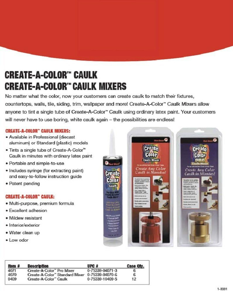 Create-A-Color Gold Die-Cast Aluminum Pro Caulk Mixer – 1 Pack