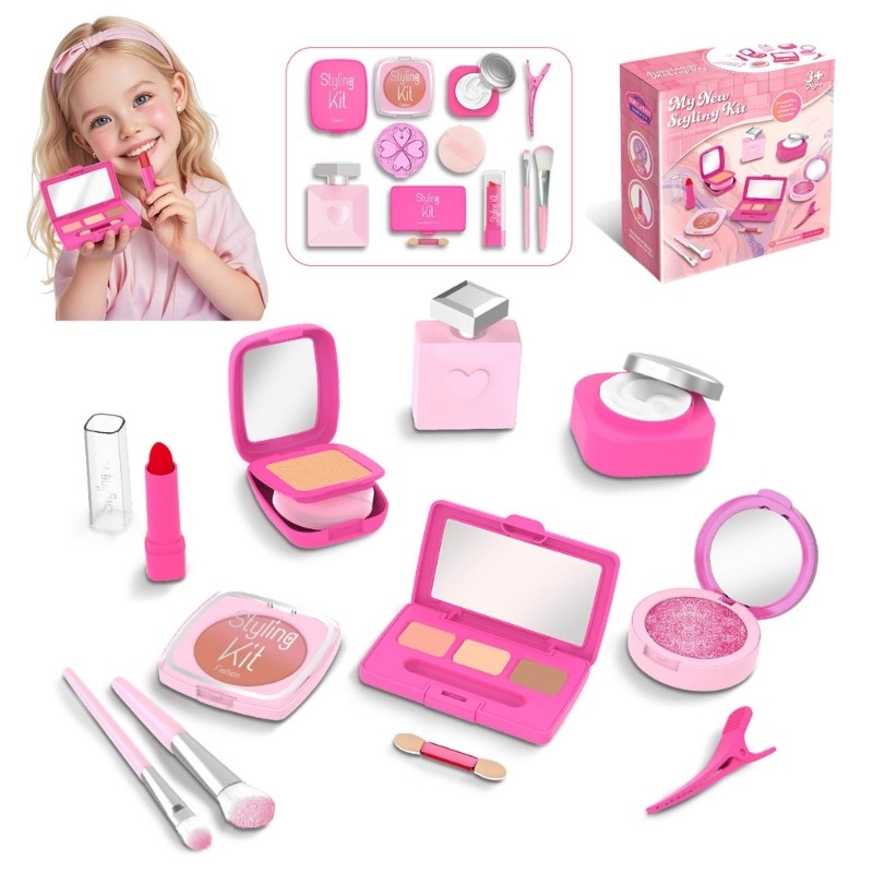 Children Pretend Play Styling Kits Makeup Cosmetic Set Toy For Creative Girl