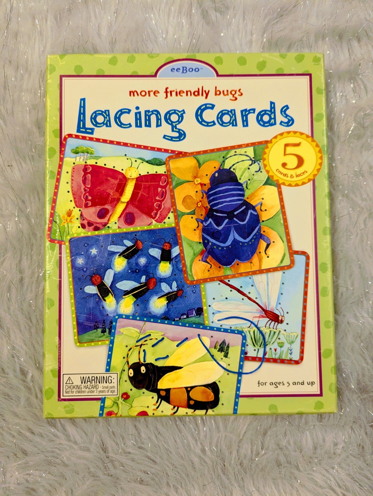 eeBoo “More Friendly Bugs” Lacing Cards with 5 Cards & Laces (for ages 5+)