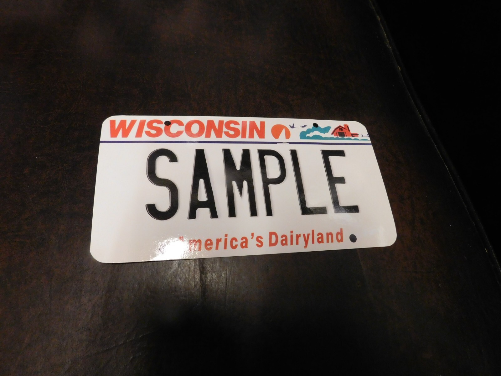 Flash Card Miniature Glossy Paper License Plate 2001 Series Sample Wisconsin