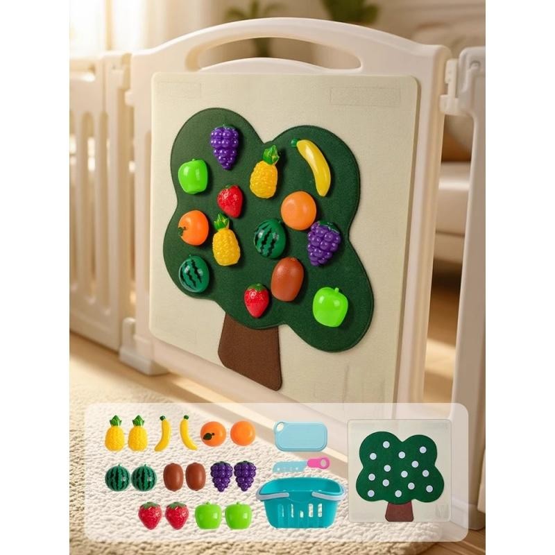1 Set Baby Felt Board Play Food Toys Wall Sticker Fruits Pretend Play Games