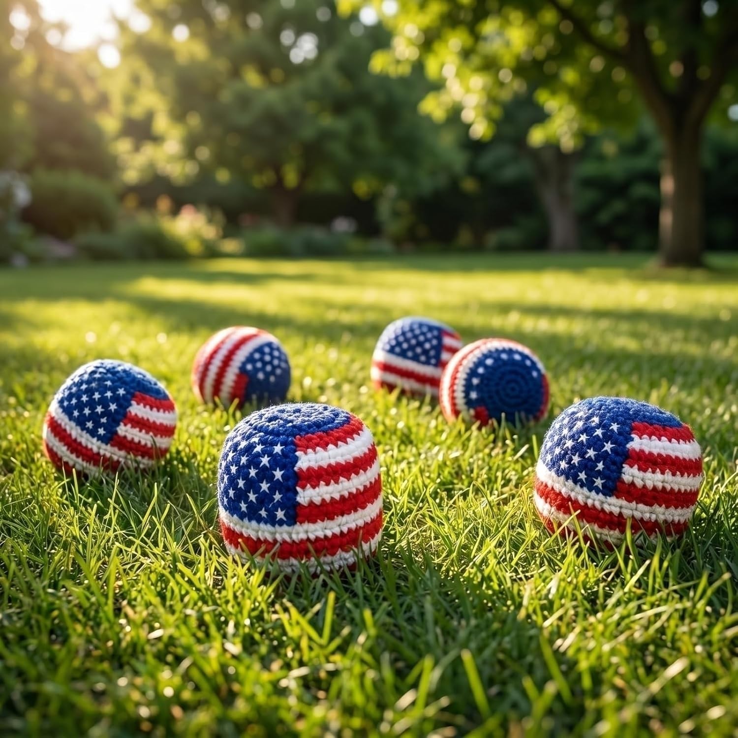 1~5x USA Flag Knitted Footbags Hackys Bag, Sacks Foot Bag Crochet Juggling Balls