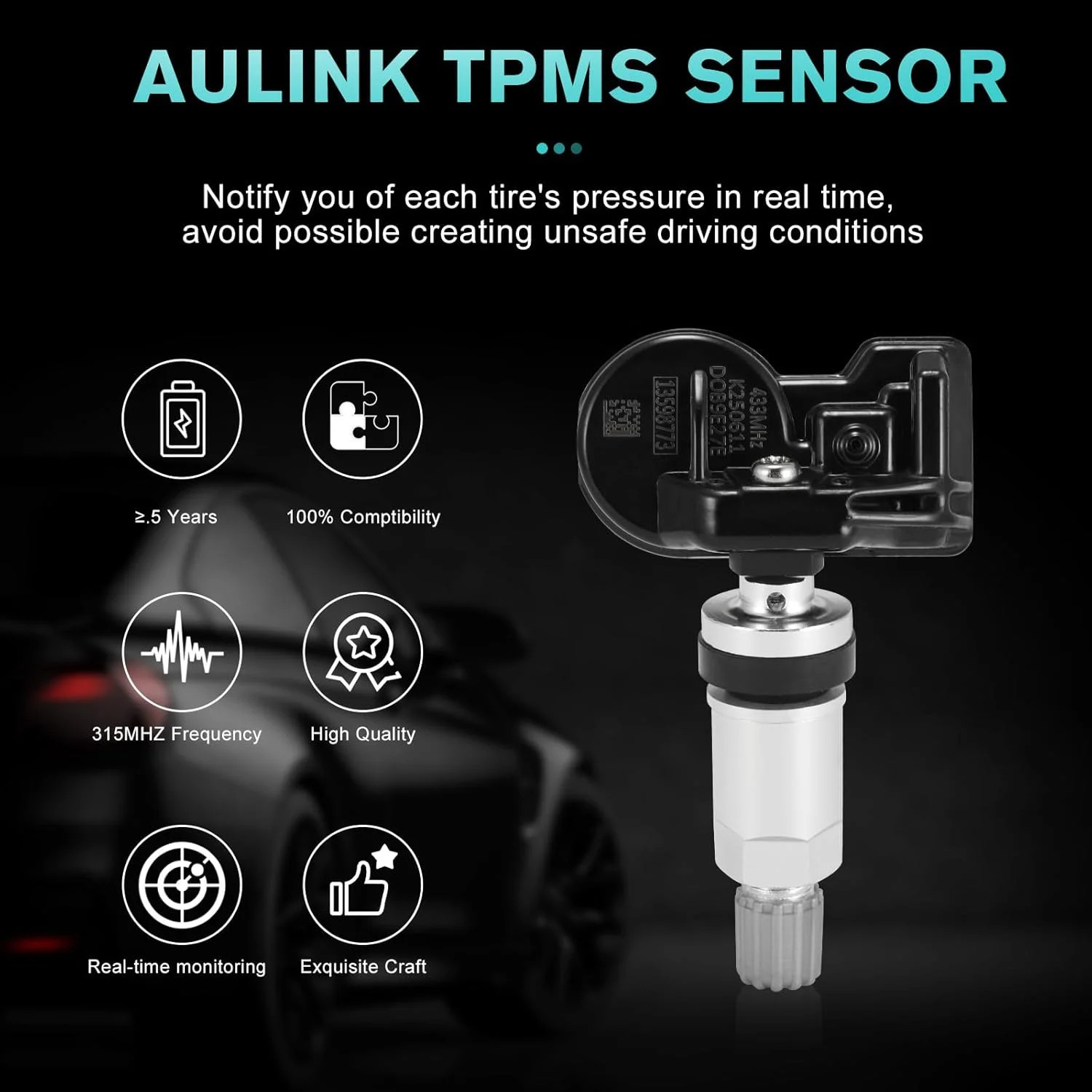 4x Genuine 13586335 TPMS Tire Pressure Monitoring Sensor GM Chevy GMC Buick