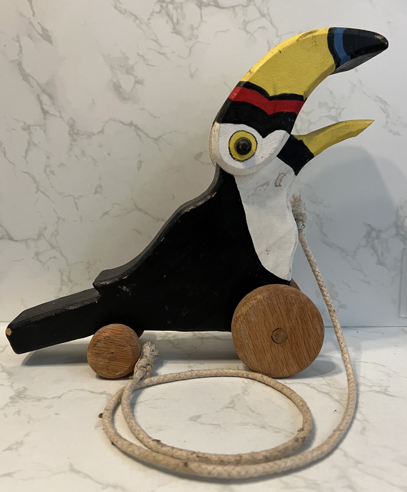 Unbranded Wooden Activity Toucan – Pull Along Toy 8″ Tall 10″ Long and 3″ Wide
