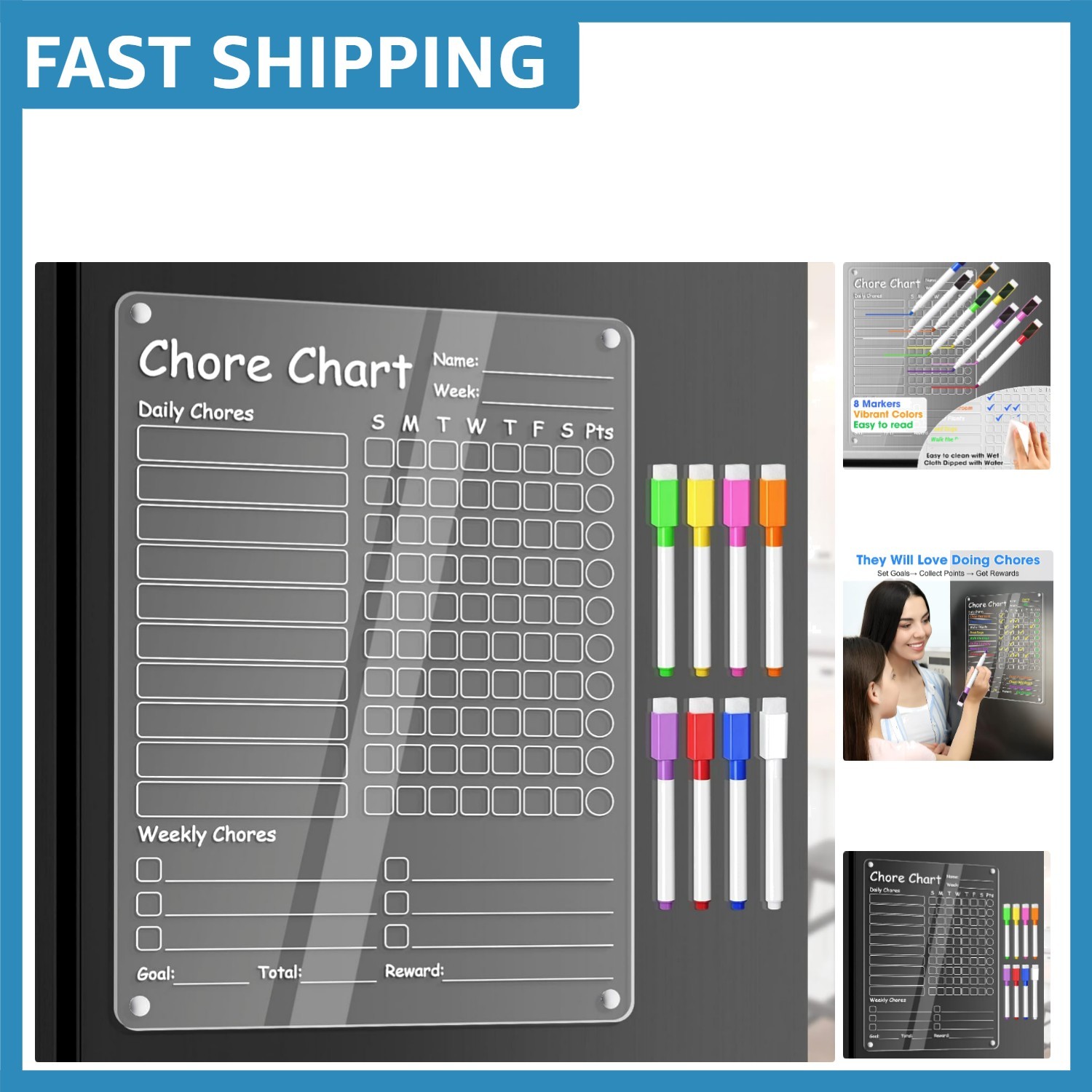 Motivational 12×9” Acrylic Family Chore Checklist – Easy Erase & Scratch-Proof