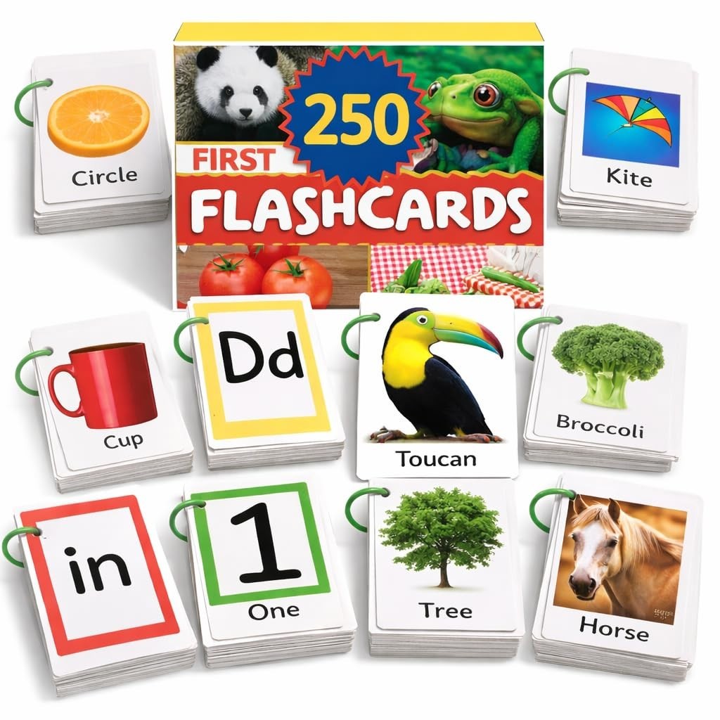 250 Toddler Flash Cards 1-3 with Rings – ABC Learning, Improve Speech Skills!