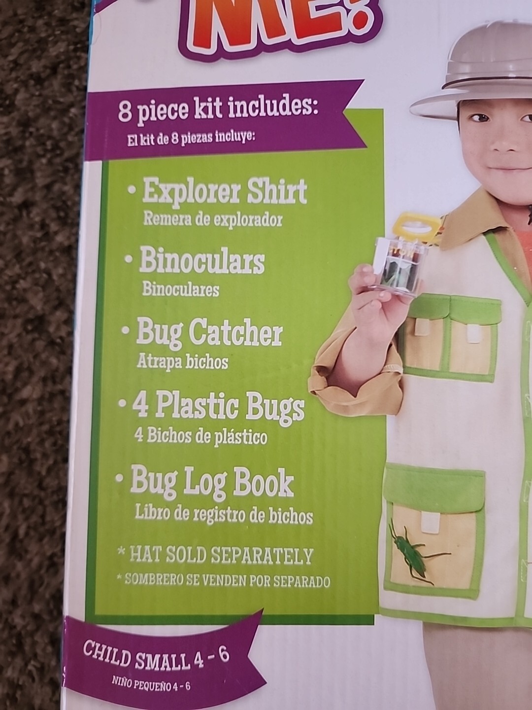 Amazing Me! Explorer Kit Child’s Small 4-6 Costume Shirt Bug Catcher Binoculars