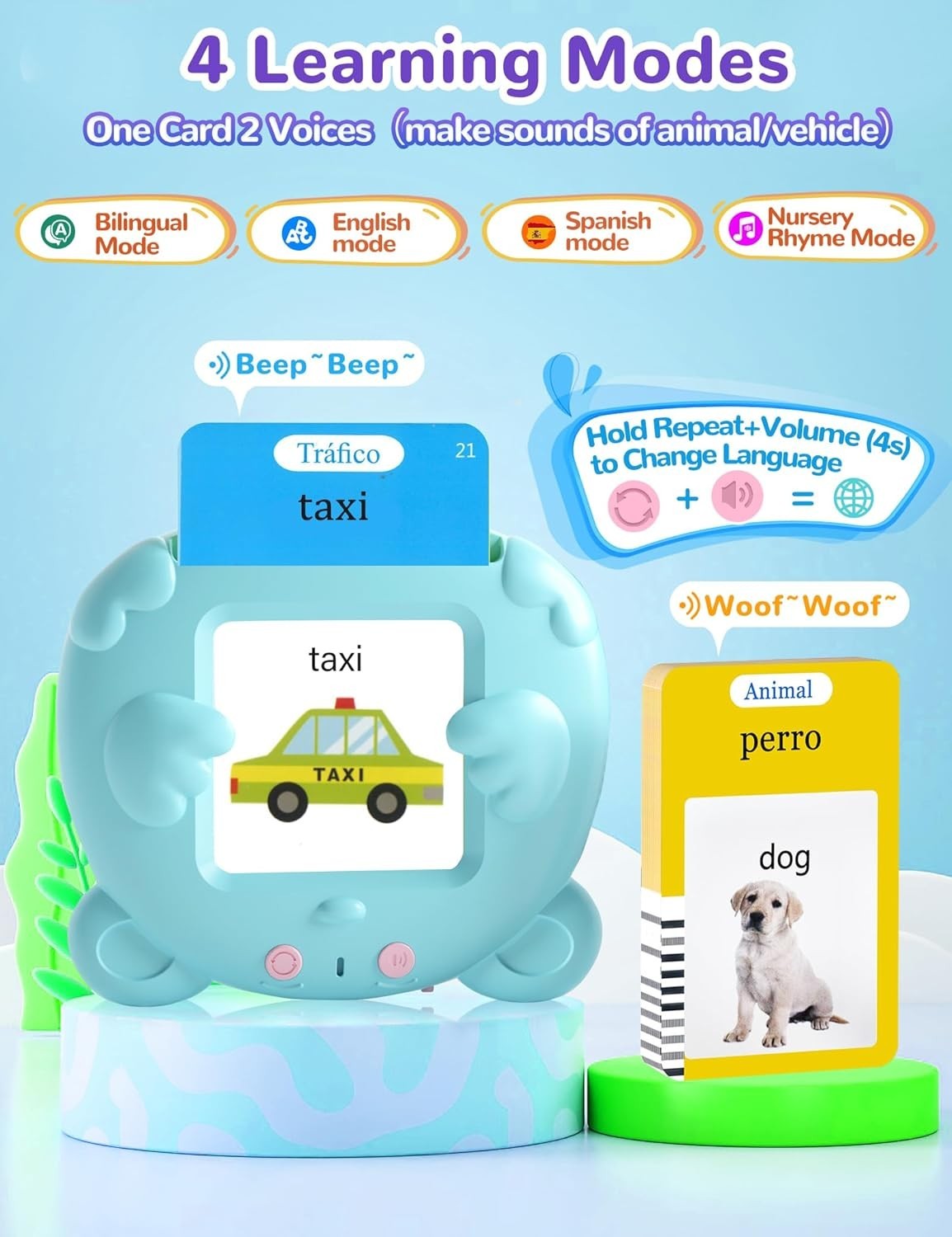 Spanish & English Talking Flash Cards for Toddlers, 510 Sight Words Bilingual…