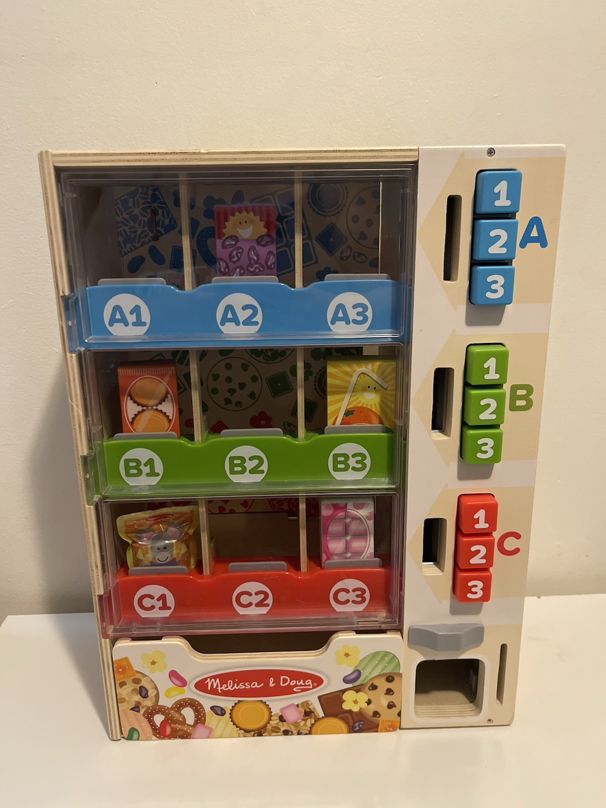 Melissa & Doug Wooden VENDING Machine w/ BLOCK FOOD