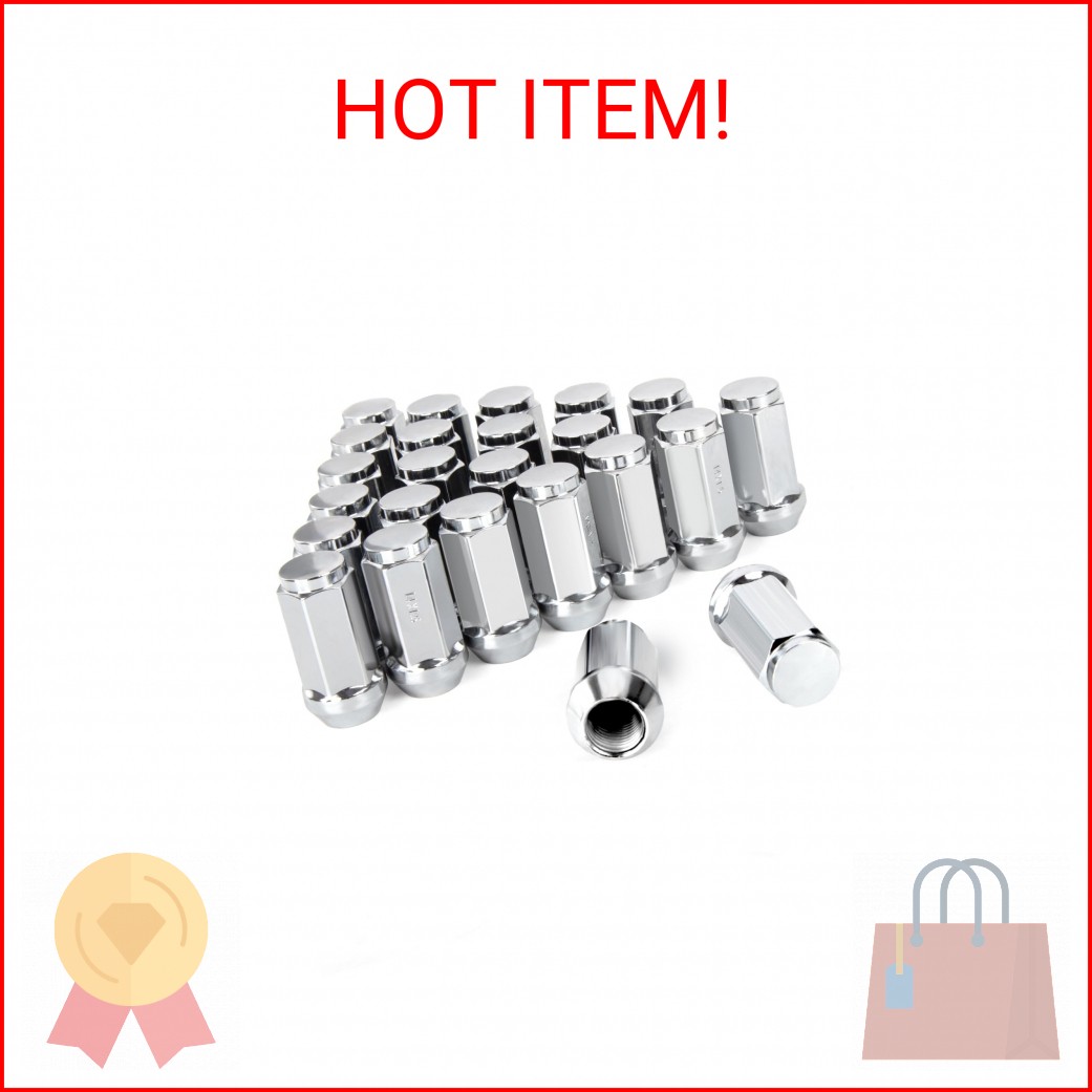 M14x1.5 Lug Nuts for Chevy Silverado Ford GMC, 24Pcs 1.8″ Length 14mmx1.5 Lug Nu
