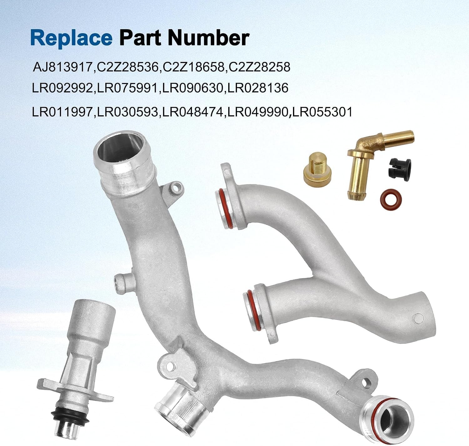Aluminum Coolant Outlet Pipes Kit Compatible with Jaguar/Land Rover Range Rover